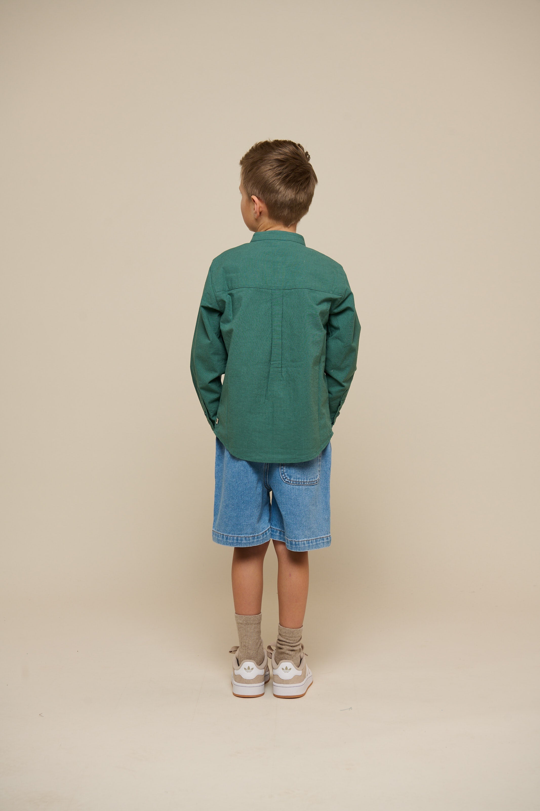 Skjorte i hørmix med kinakrave - Tween - Tropical Green | 101204 Lucca