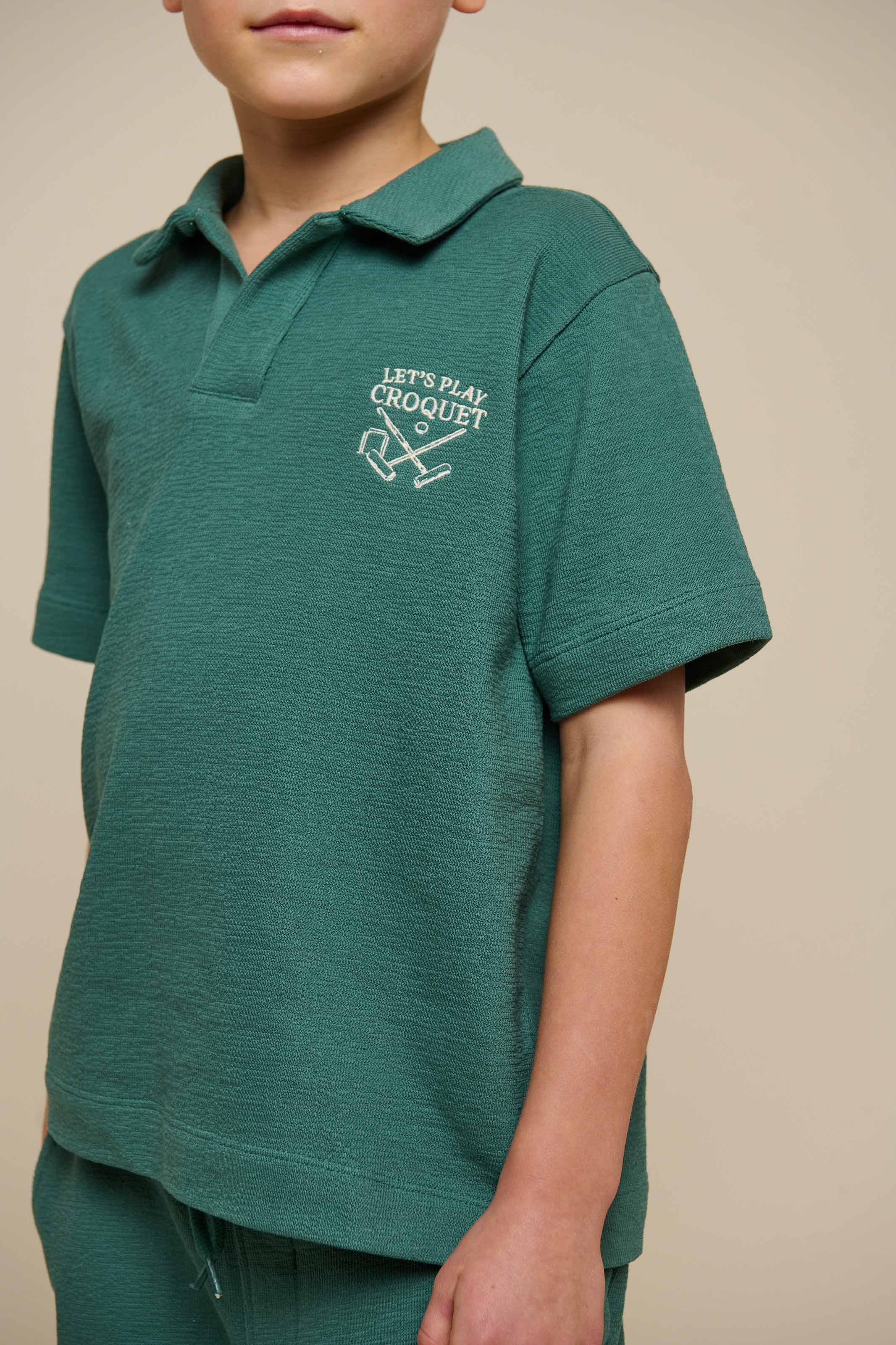 Polo T-shirt i jersey med struktur - Tween - Tropical Green | 101216 Sonny