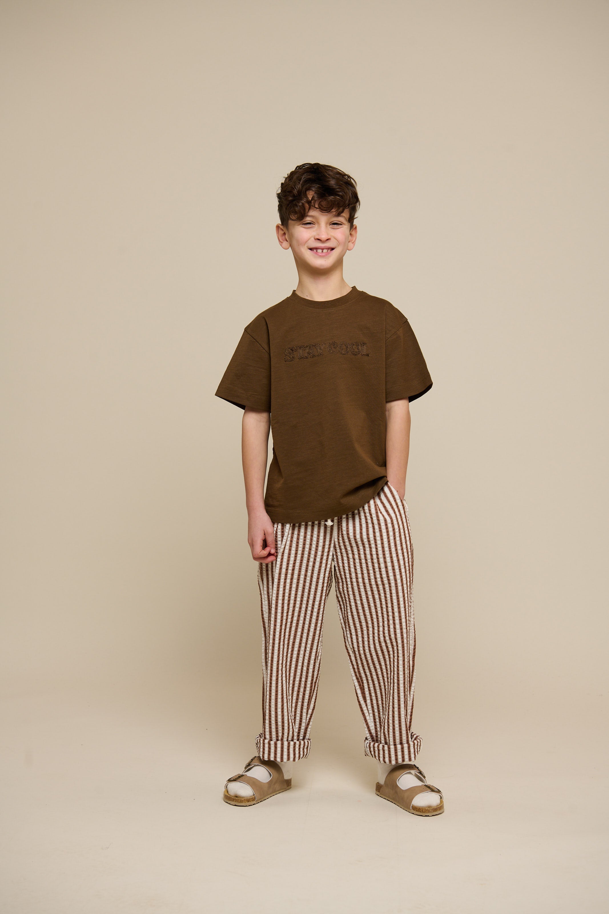 Stribede seersucker bukser - Tween - Brown | 101190 Frank