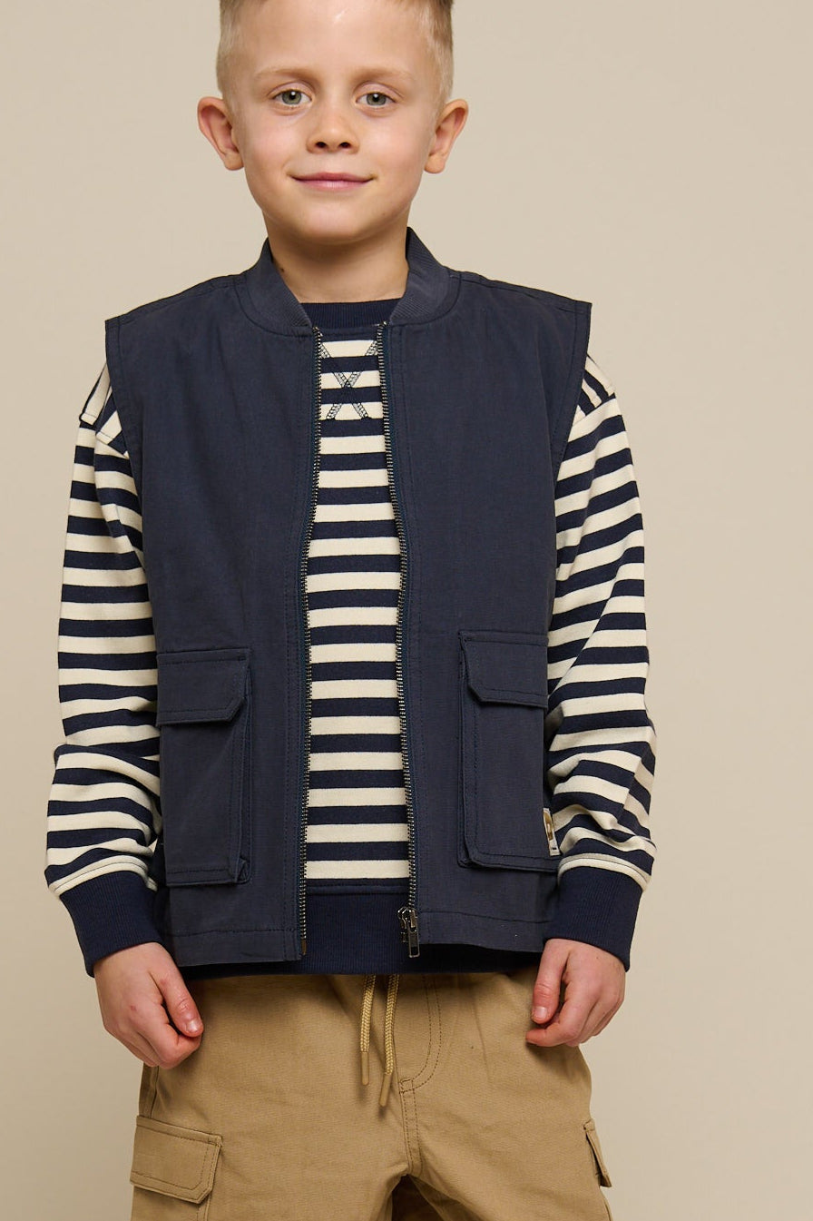 Stribet crewneck sweatshirt - Tween - Navy Stripe | 101345 Cole