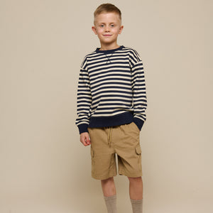 Stribet crewneck sweatshirt - Tween - Navy Stripe | 101345 Cole