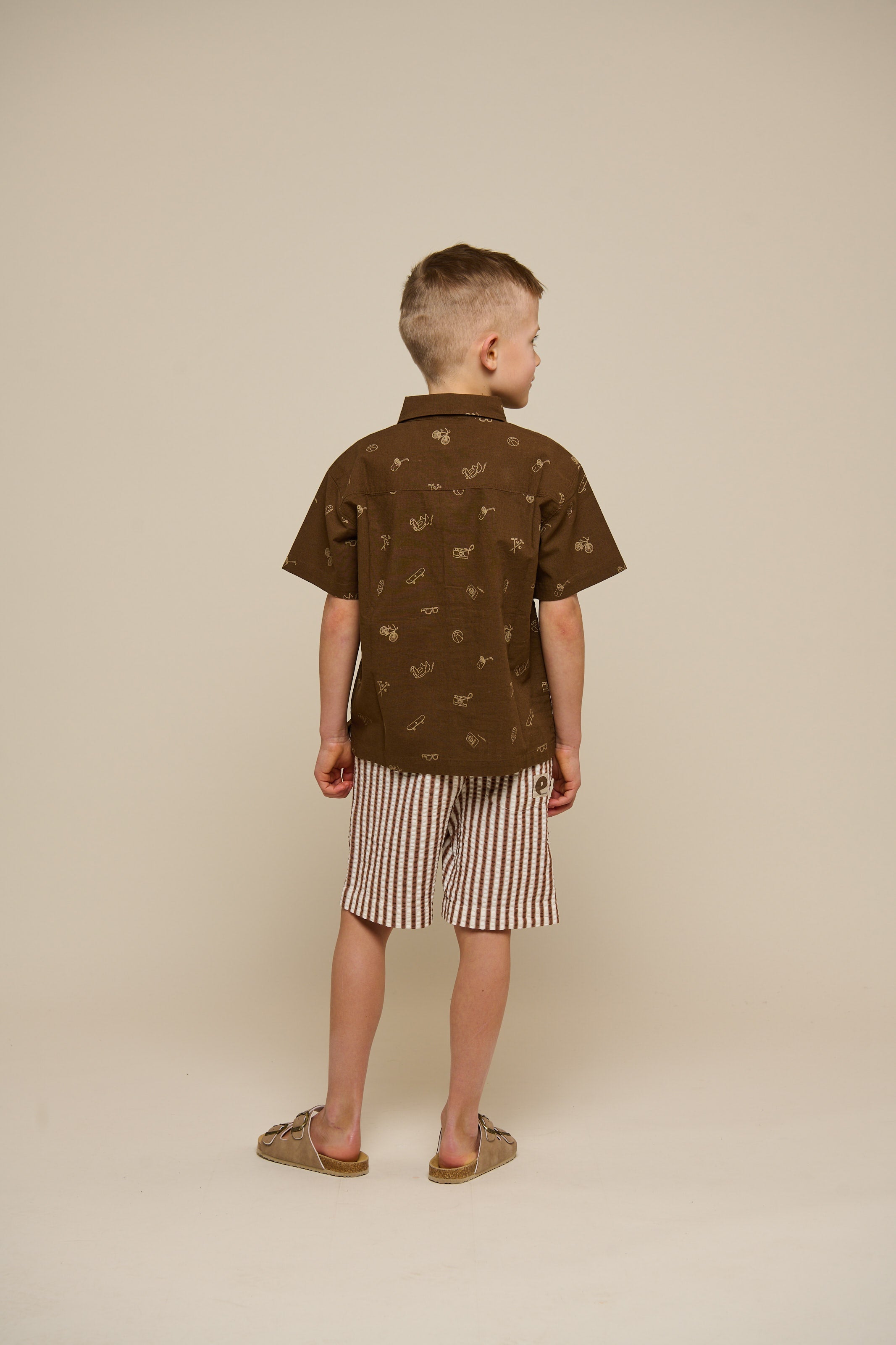 Stribede seersucker shorts - Tween - Brown | 101188 Frank