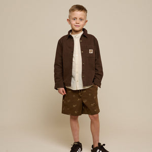 Printede shorts i hørmix - Tween - Dark Brown | 101172 William