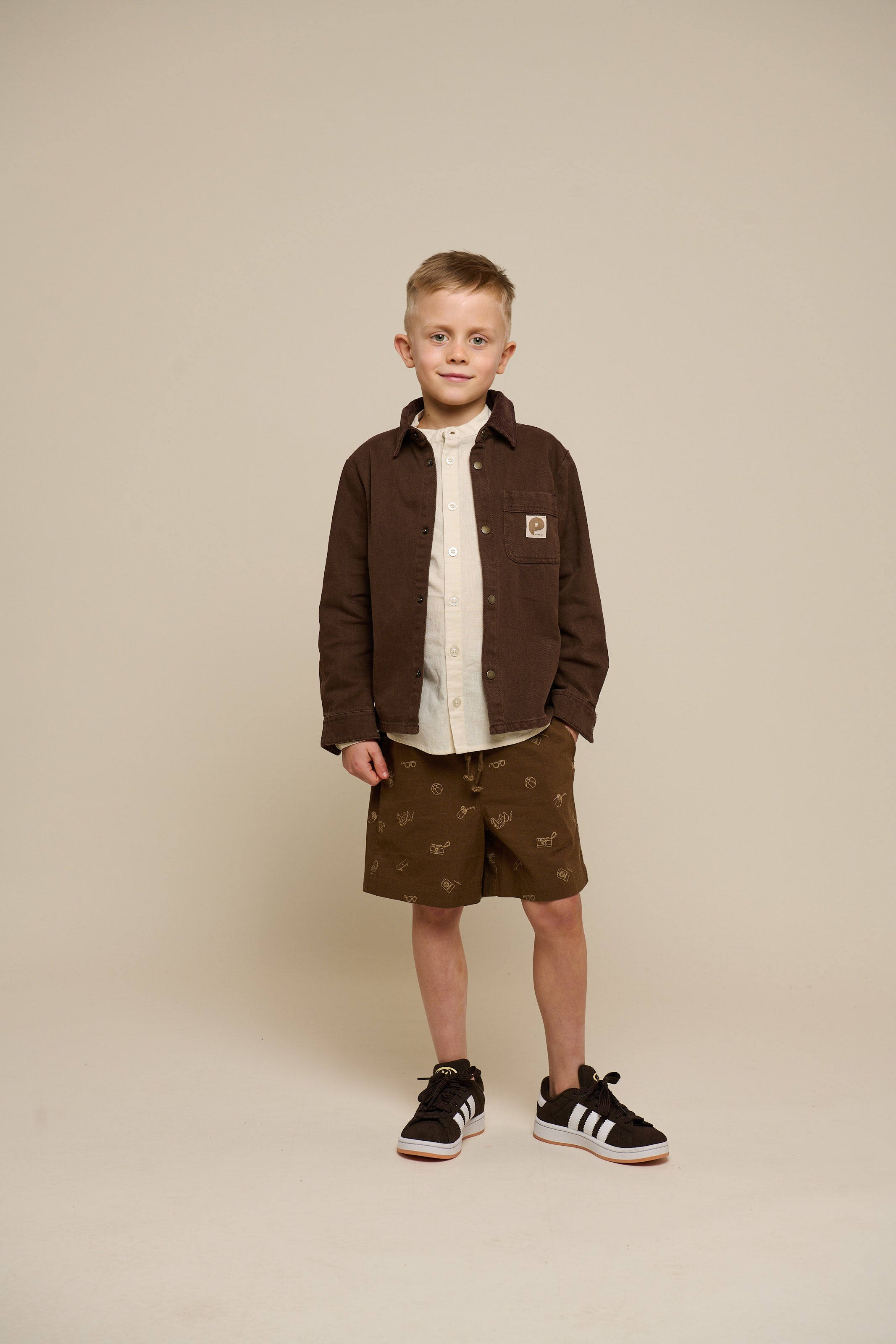 Printede shorts i hørmix - Tween - Dark Brown | 101172 William