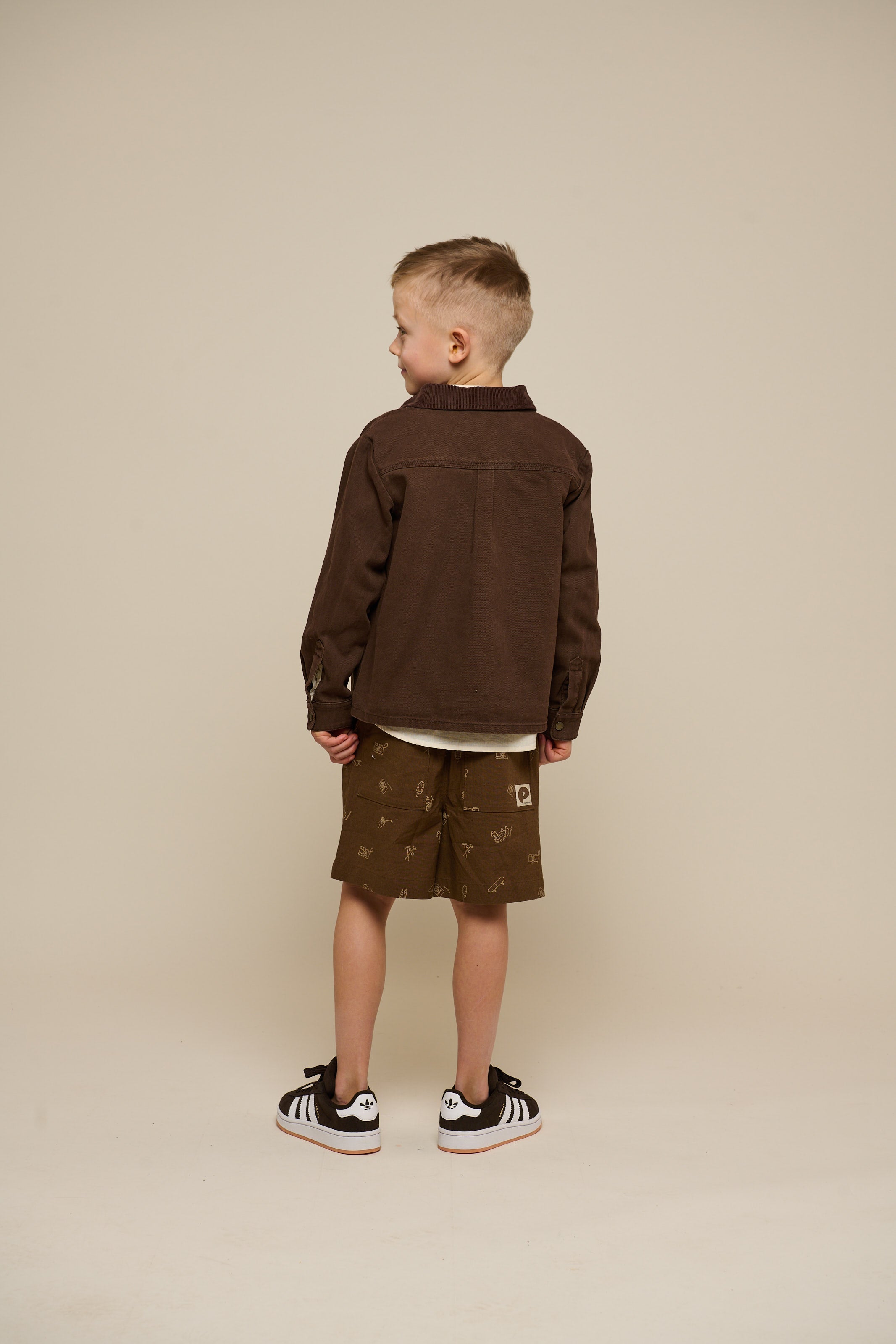 Printede shorts i hørmix - Tween - Dark Brown | 101172 William