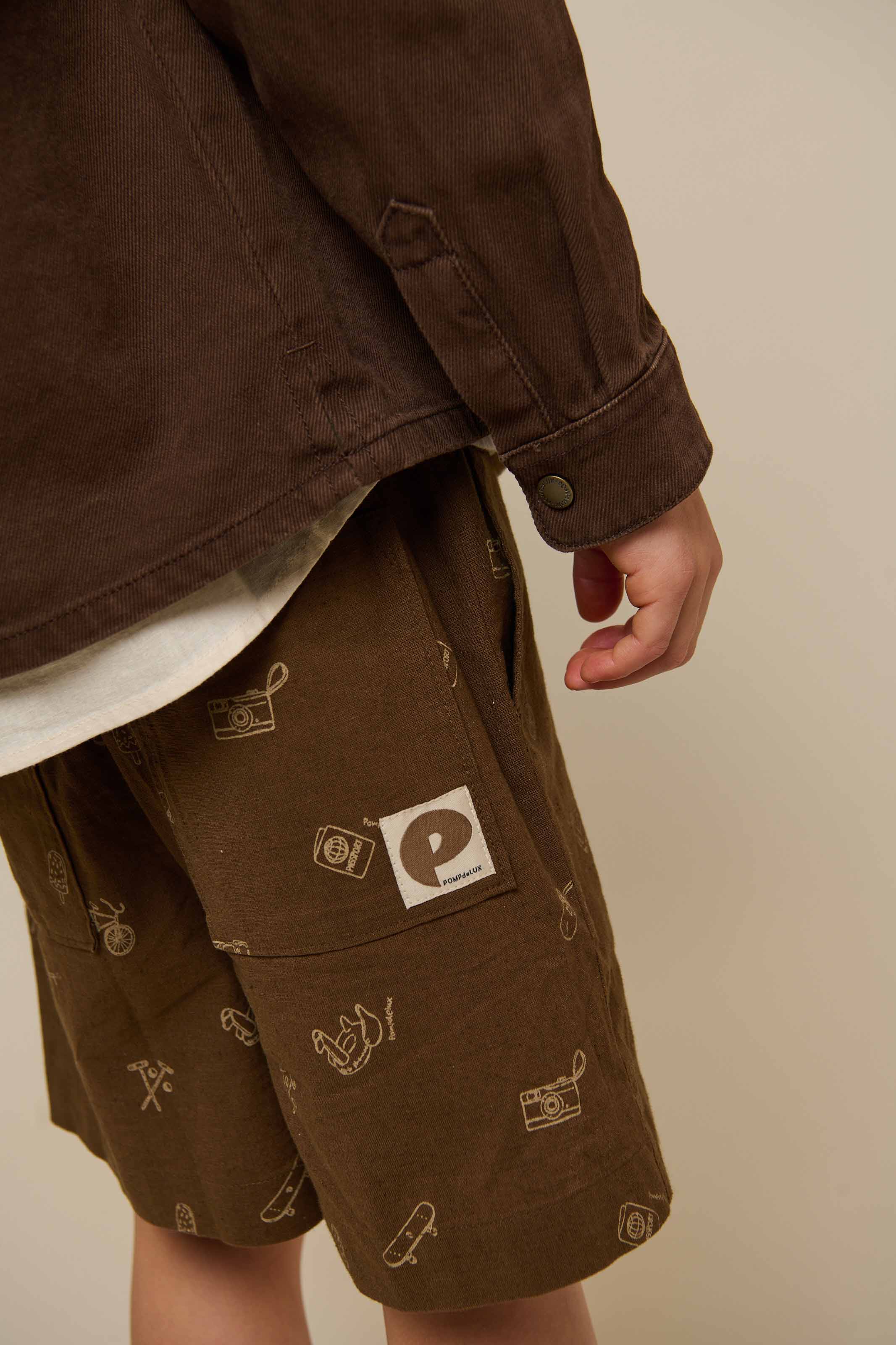 Printede shorts i hørmix - Tween - Dark Brown | 101172 William