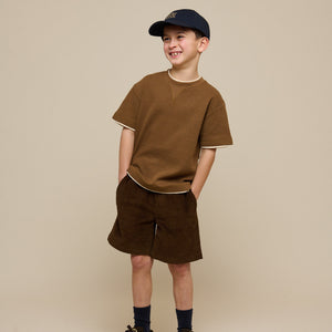 Kortærmet T-shirt med struktur - Tween - Coffee | 100712 Malthe