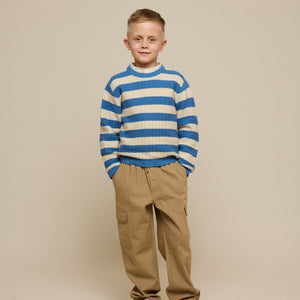 Stribet strik - Tween - Dusty Blue/Offwhite | 101284 Brady