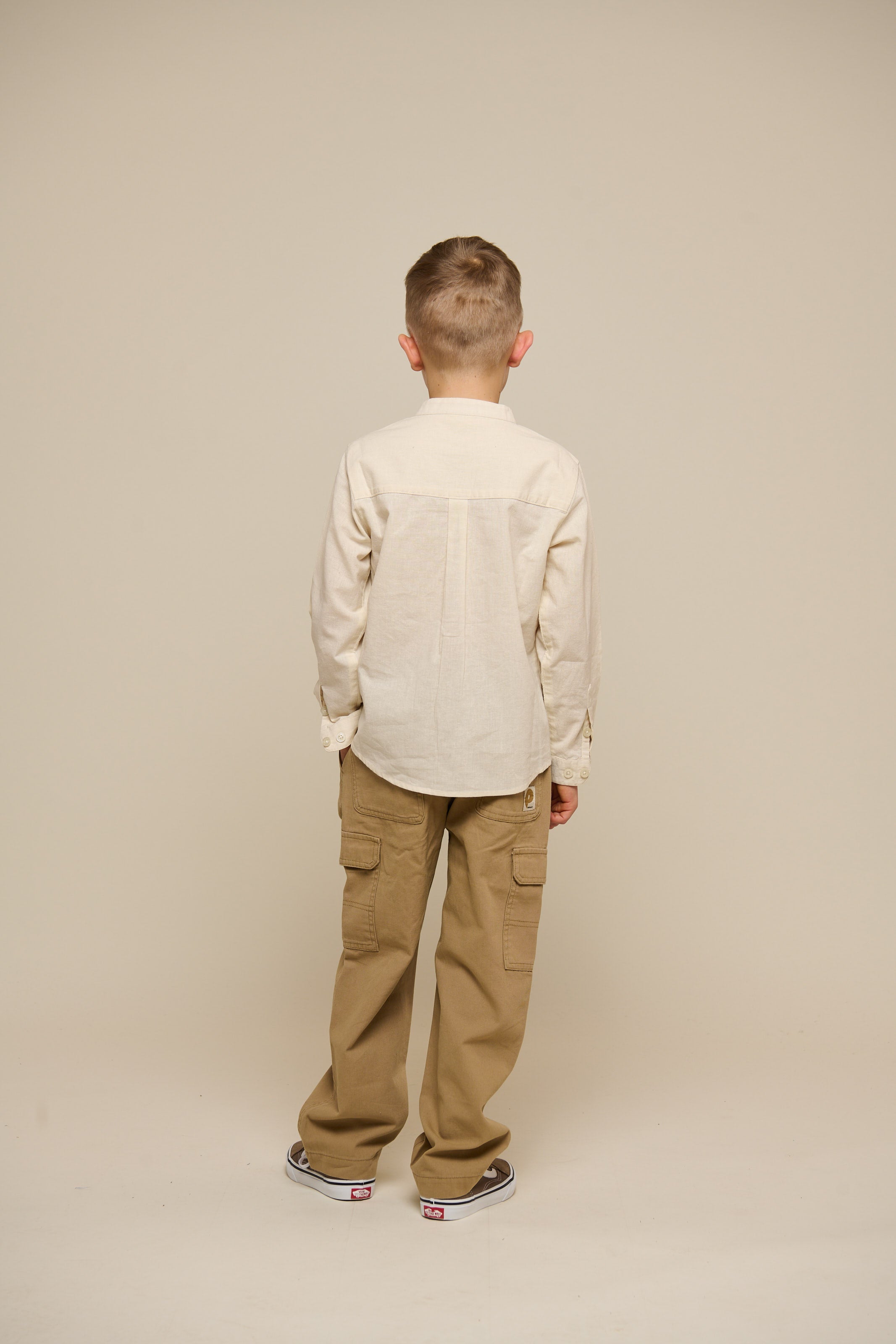 Skjorte i hørmix med kinakrave - Tween - Offwhite | 101202 Lucca