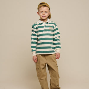 Stribet polo sweatshirt - Tween - Tropical Green/Offwhite | 101341 Marco