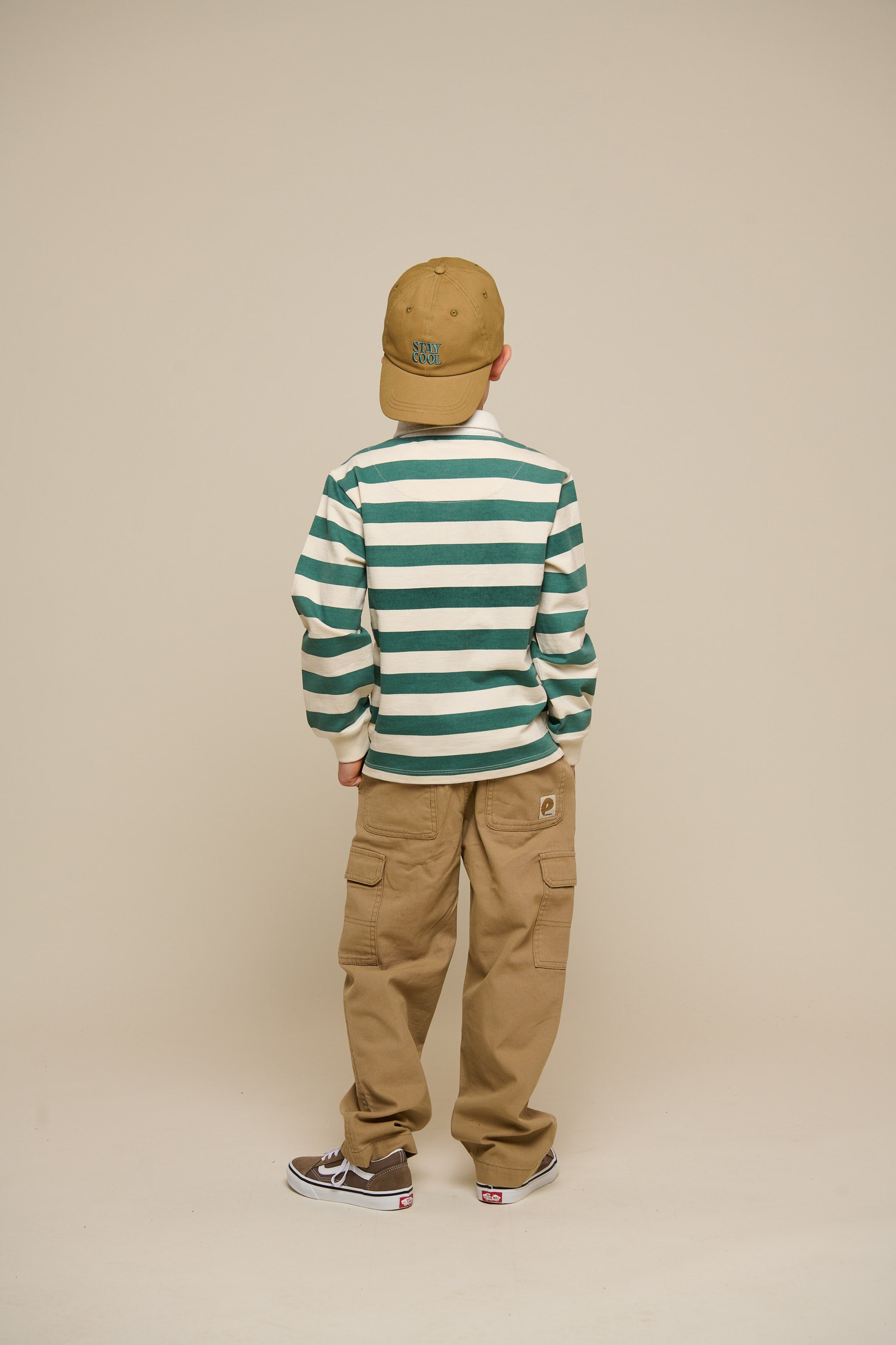Stribet polo sweatshirt - Tween - Tropical Green/Offwhite | 101341 Marco