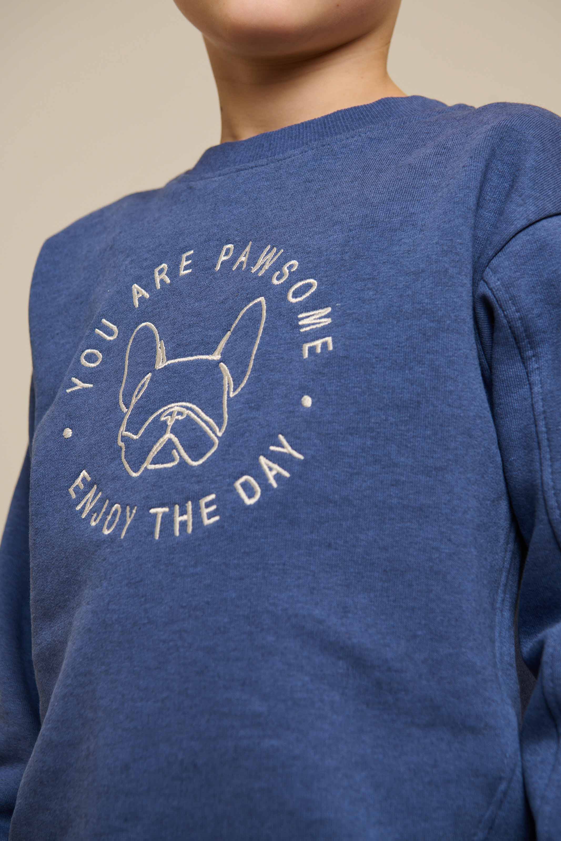 Sweatshirt med rund hals - Tween - Indigo Blue Melange | 100889 Justin