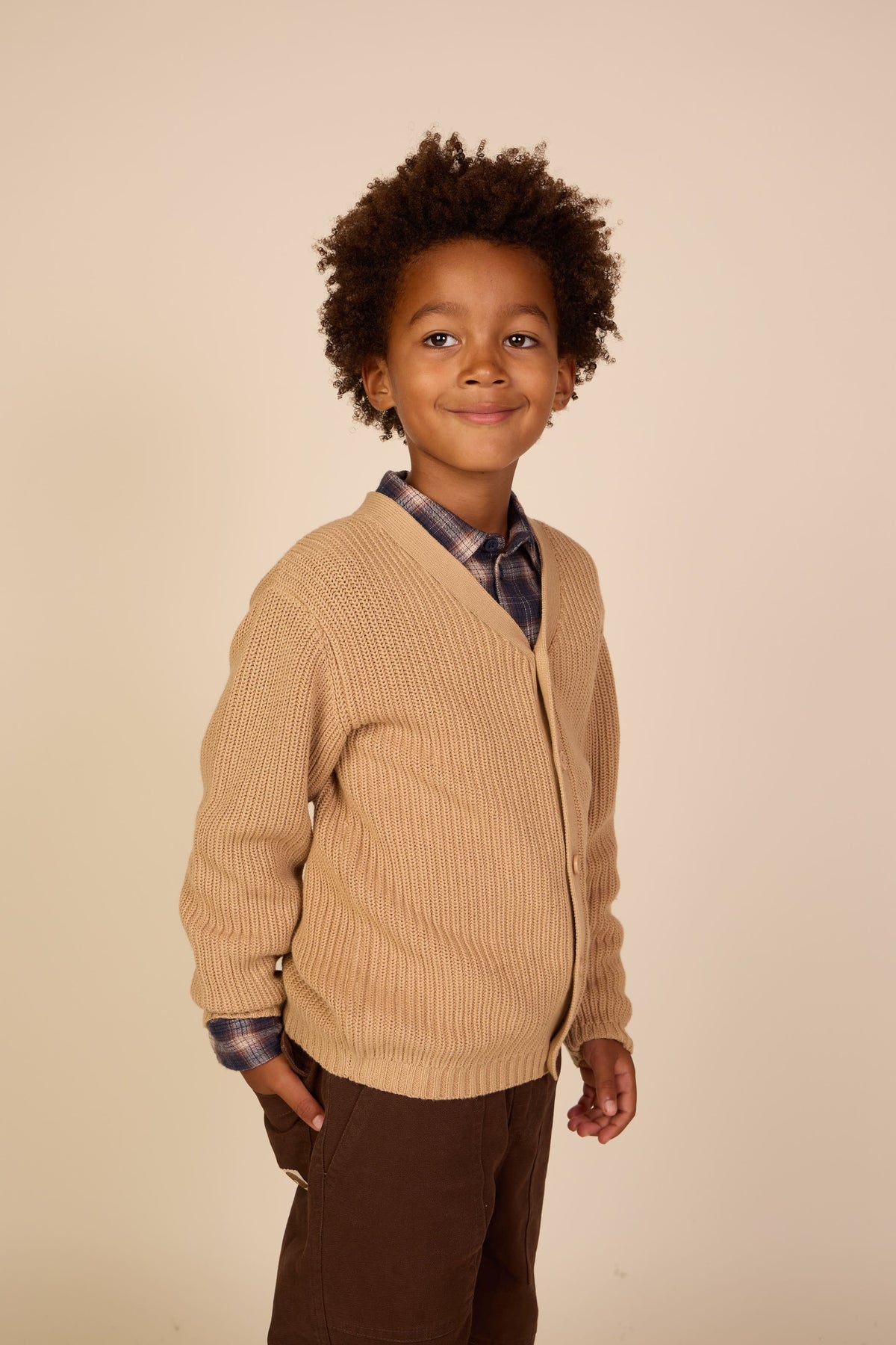 Cardigan i patentstrik - Tween - Beige | 101246 Clark