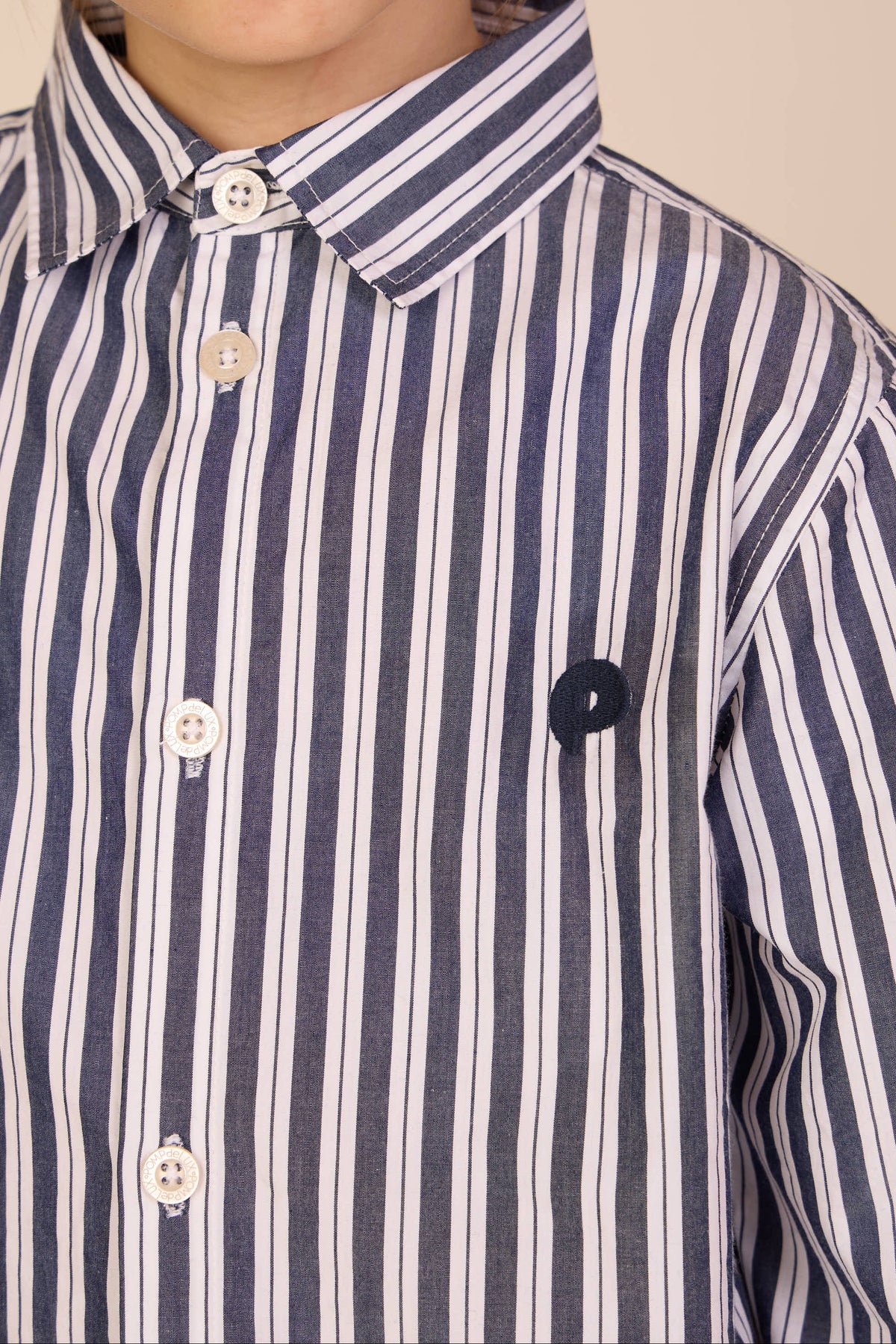 Stribet bomuldsskjorte Kids - Navy Stripe | 101653 Milo