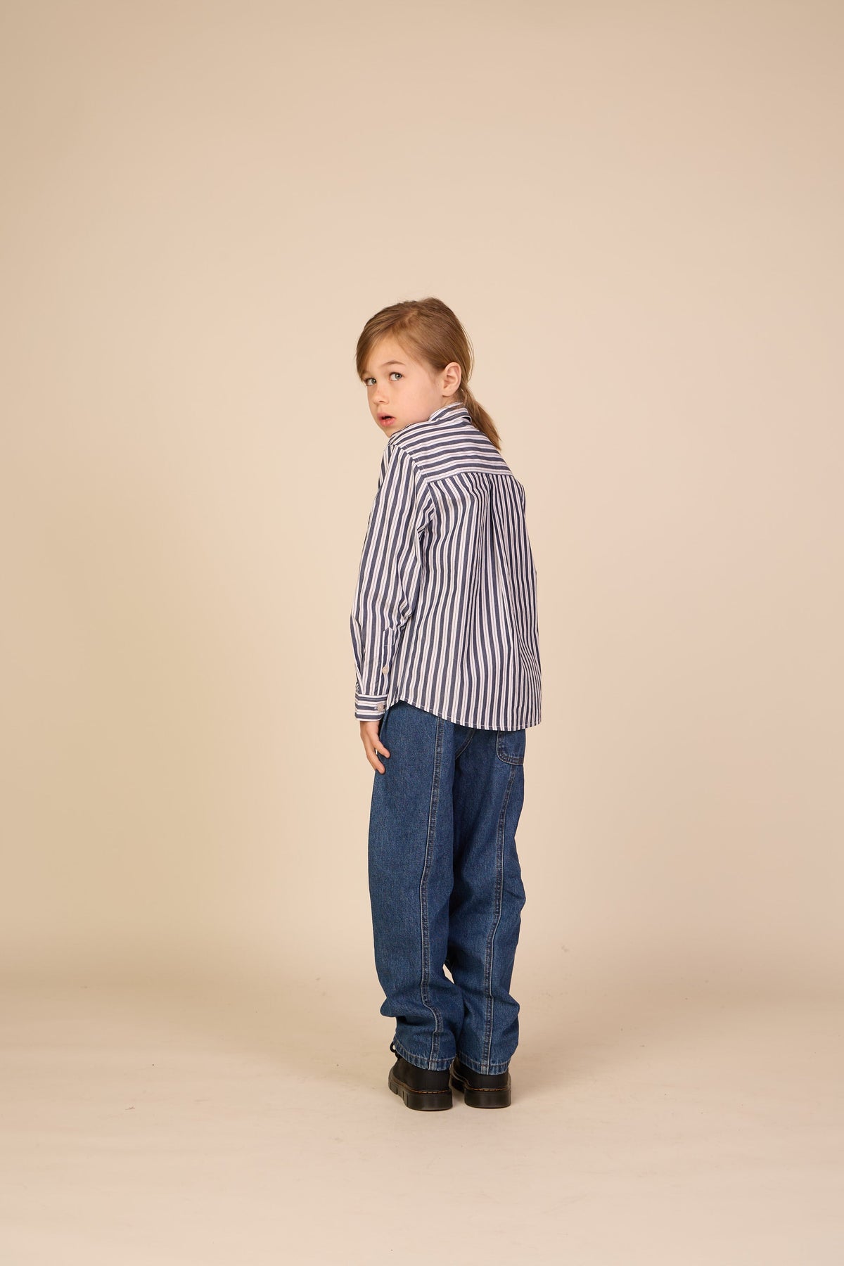 Stribet bomuldsskjorte Tween - Navy Stripe | 101654 Milo