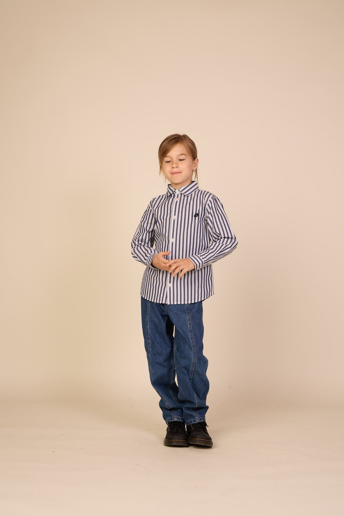 Stribet bomuldsskjorte Tween - Navy Stripe | 101654 Milo