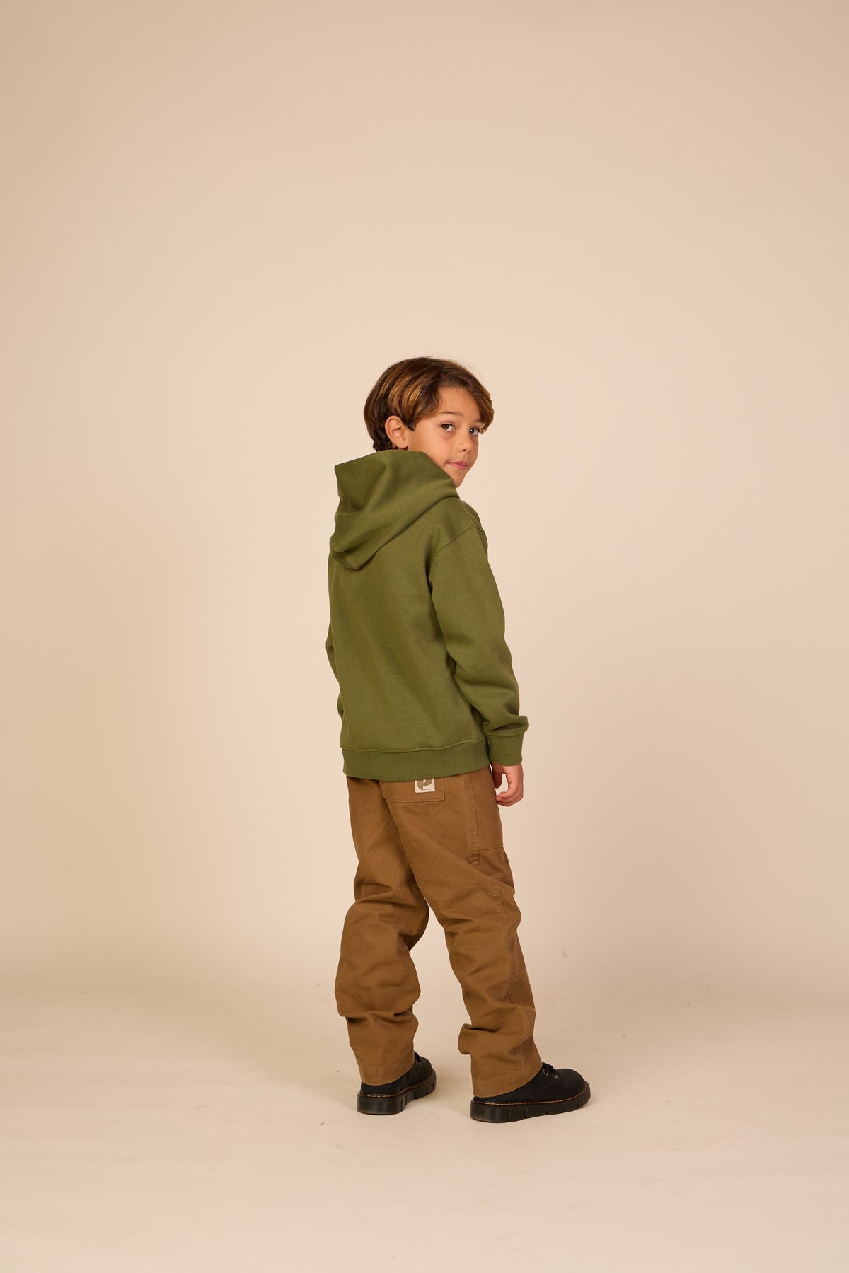 Hoodie med smiley broderi Tween - Moss Green | 101582 Andrew