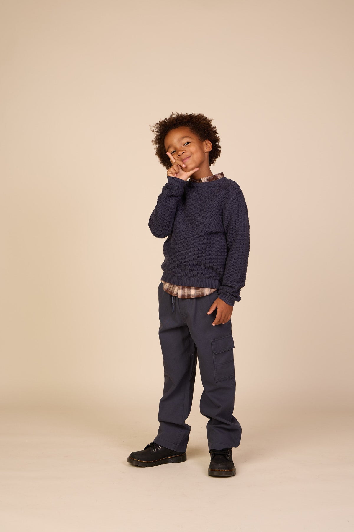 Ternet flannelskjorte Tween - Brown/Navy | 101652 Edwin
