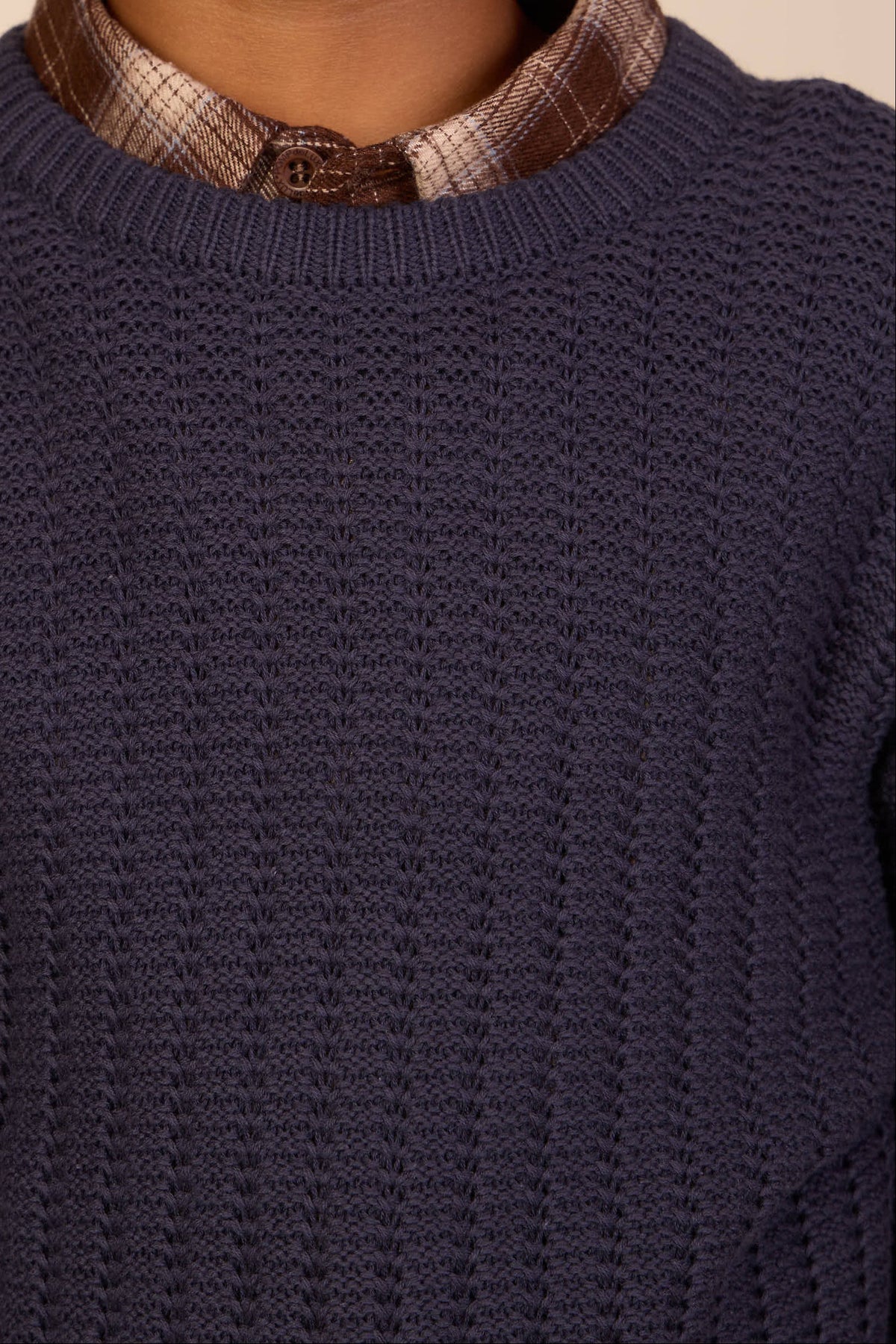 Ensfarvet strik - Kids - Navy | 101281 Brady