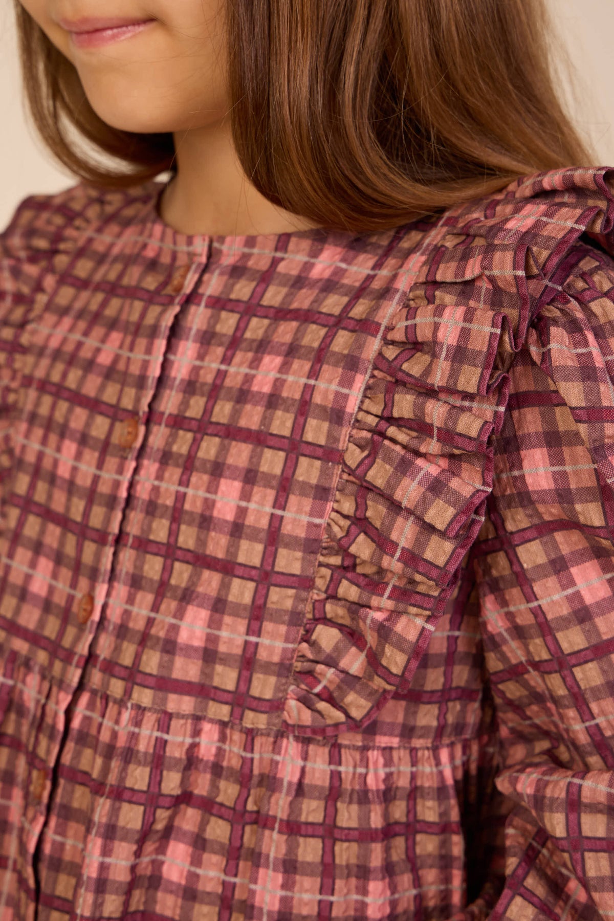 Ternet bomuldsbluse med flæser Tween - Rose | 101494 Penny