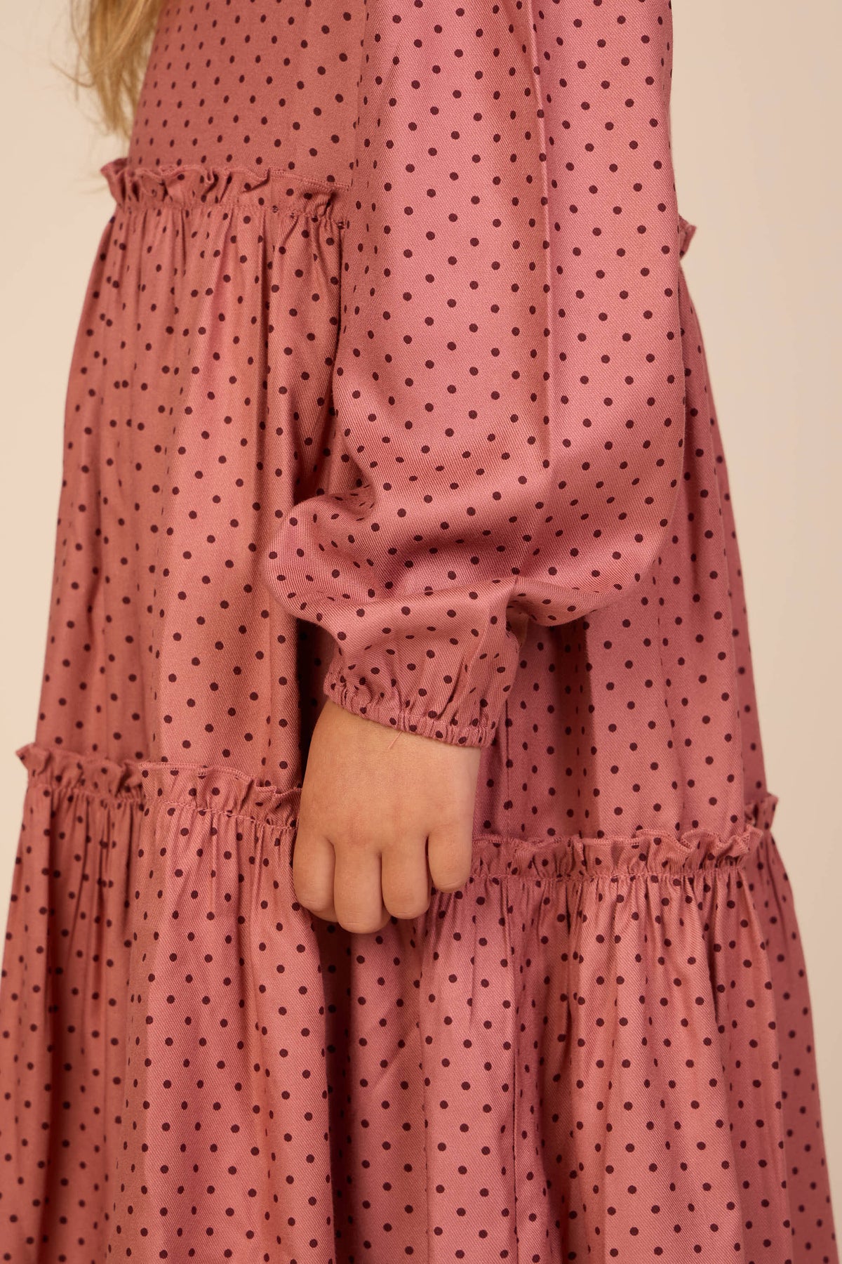 Prikket midi-kjole i viskose Tween - Dusty Rose/Bordeaux | 101657 Feline