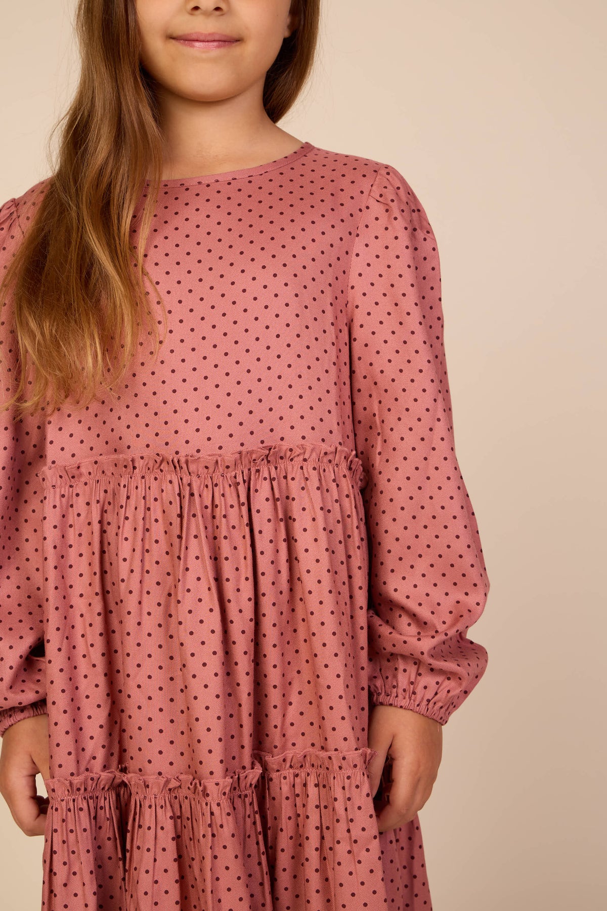 Prikket midi-kjole i viskose Tween - Dusty Rose/Bordeaux | 101657 Feline