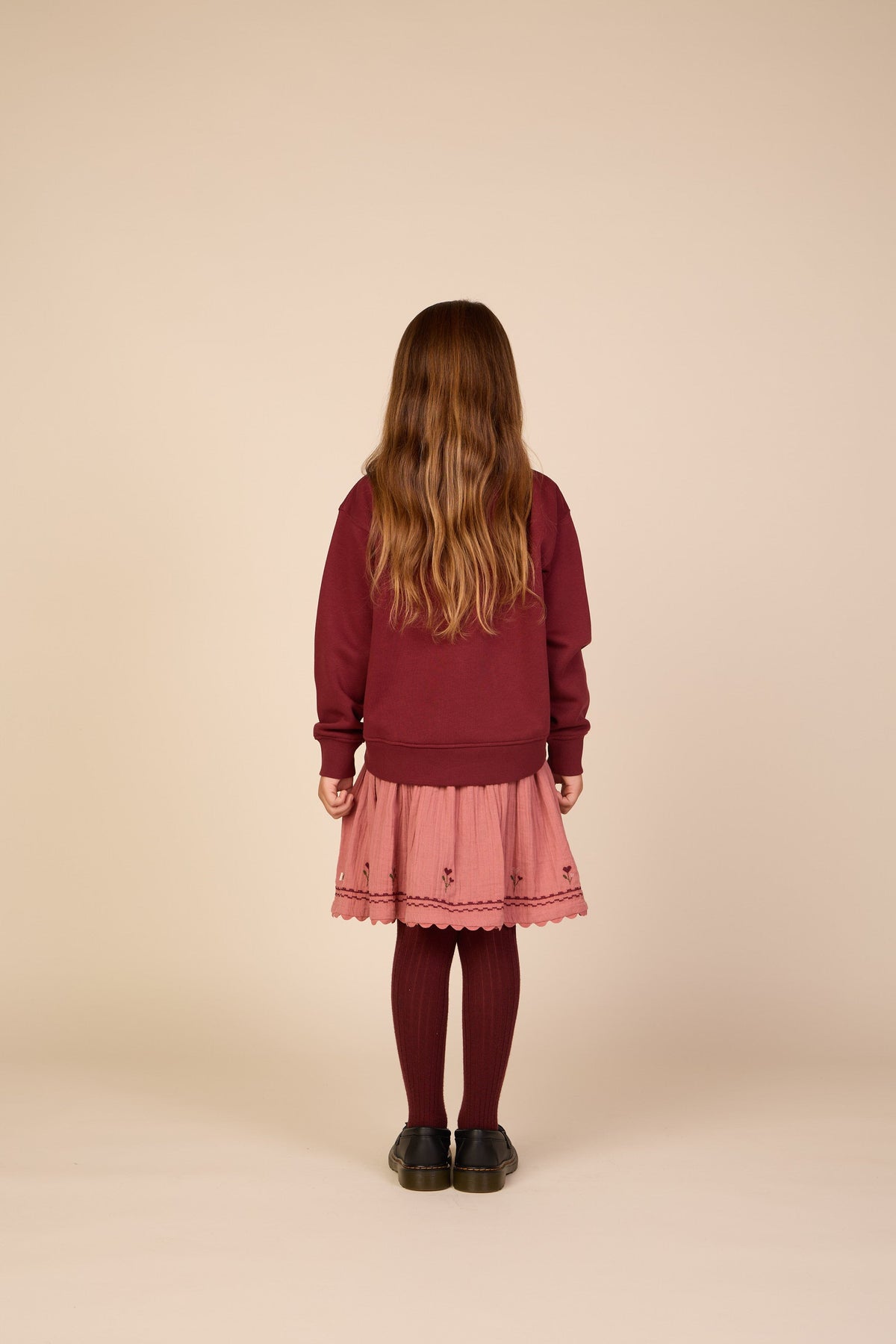 Double gauze-nederdel med korsstingsbroderi Tween - Dusty Rose | 101470 Laureen