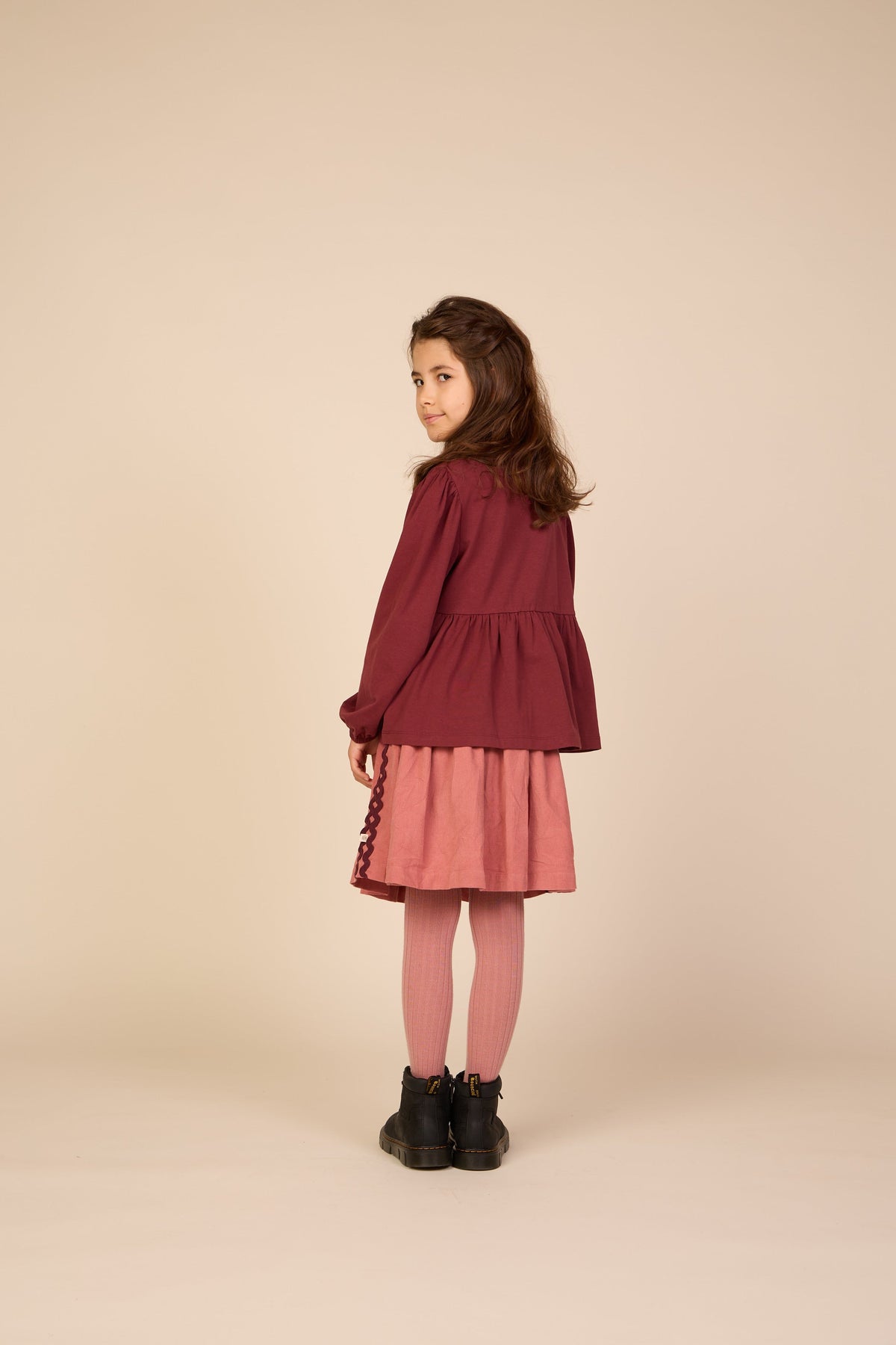 Fløjlsnederdel med zig-zag bånd Tween - Dusty Rose | 101480 Sille