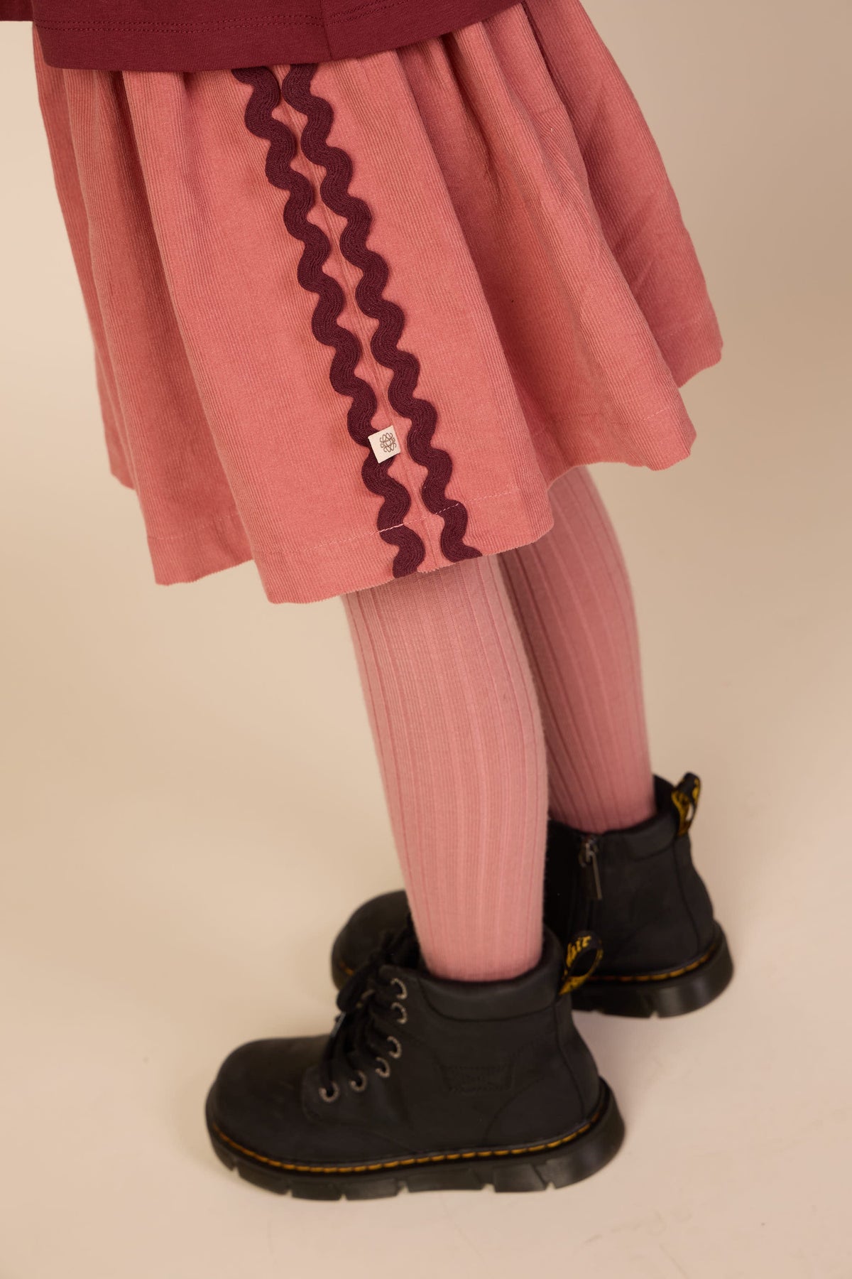 Fløjlsnederdel med zig-zag bånd Tween - Dusty Rose | 101480 Sille