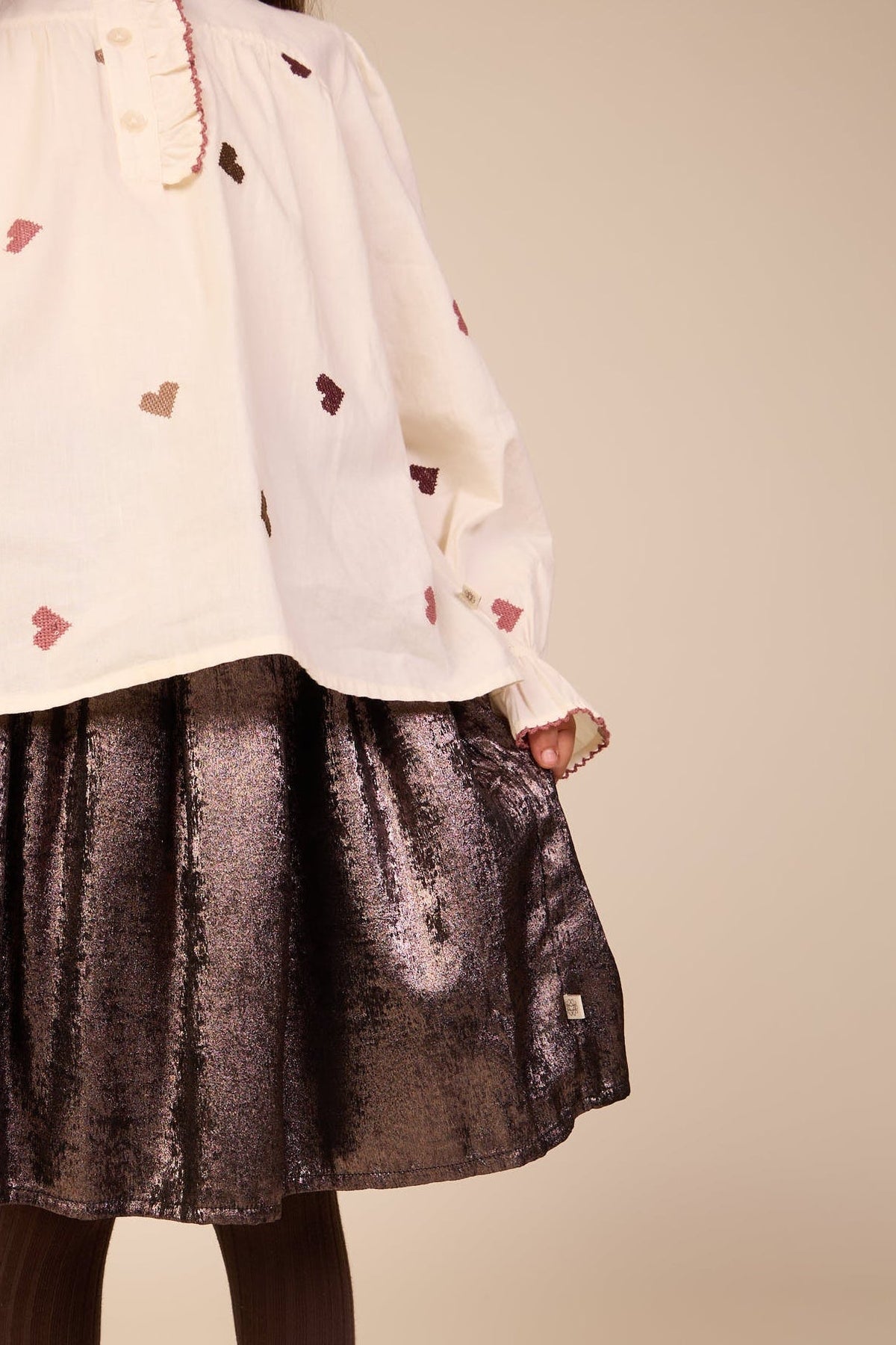 Bomuldsbluse med hjertebroderi Kids - Rose/Bordeaux | 101457 Elina