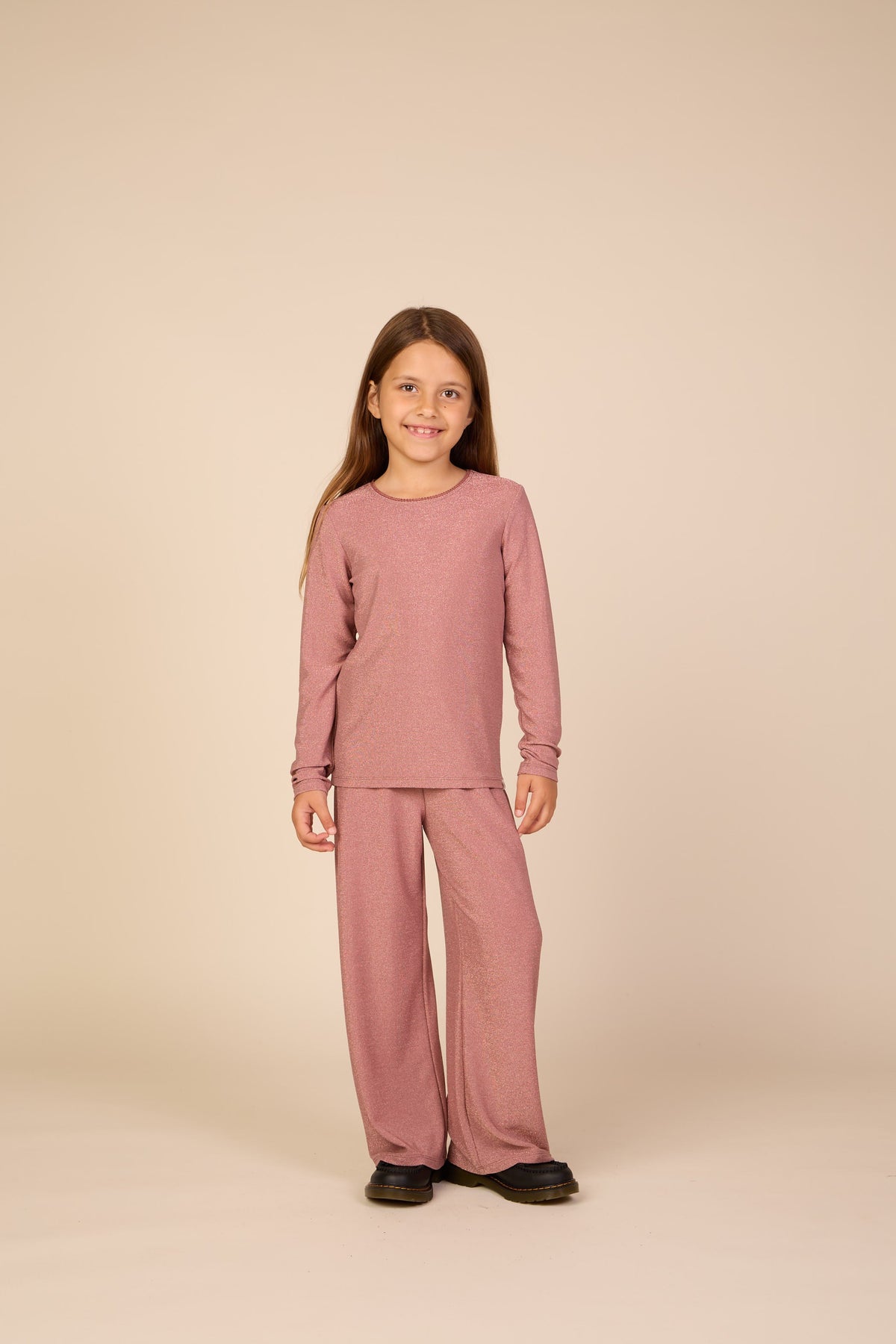 Langærmet T-shirt med lurex Tween - Dusty Rose | 101666 Helen