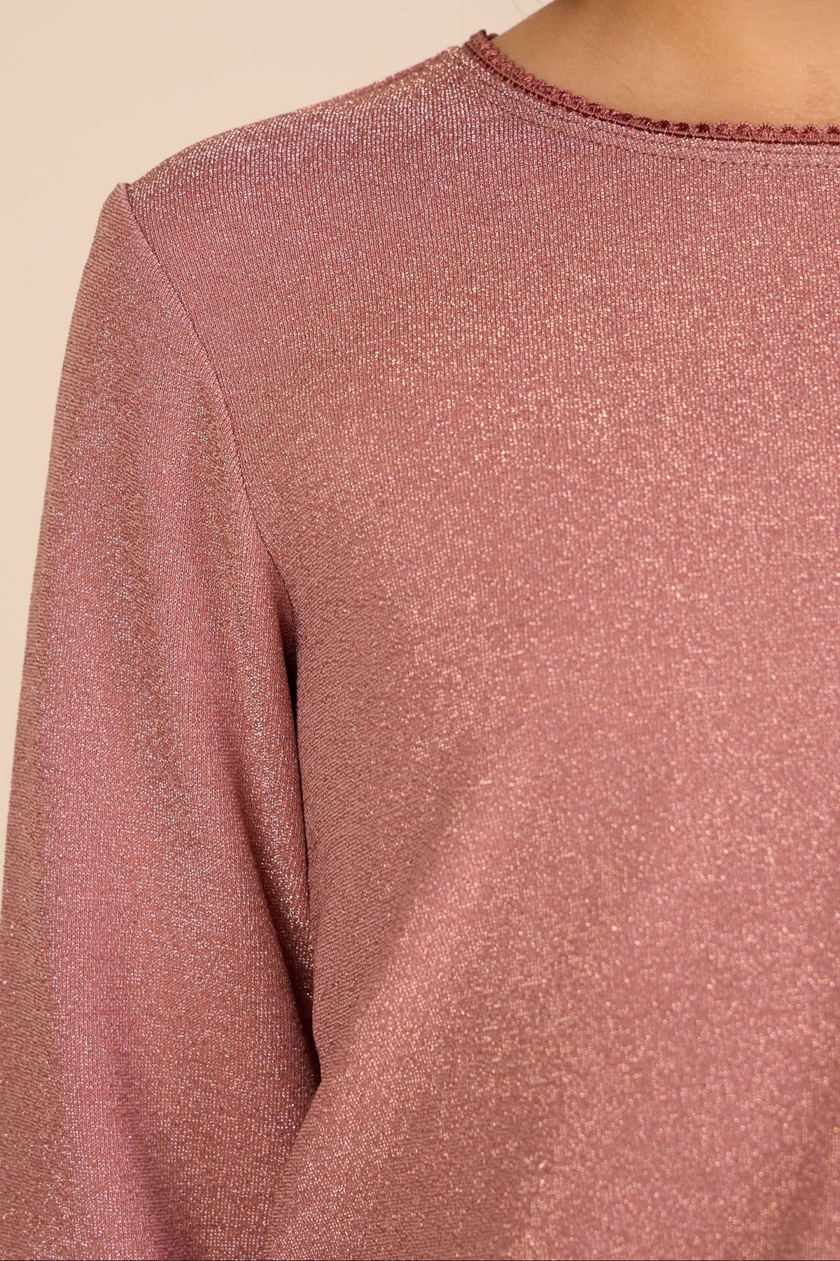 Langærmet T-shirt med lurex Kids - Dusty Rose | 101665 Helen
