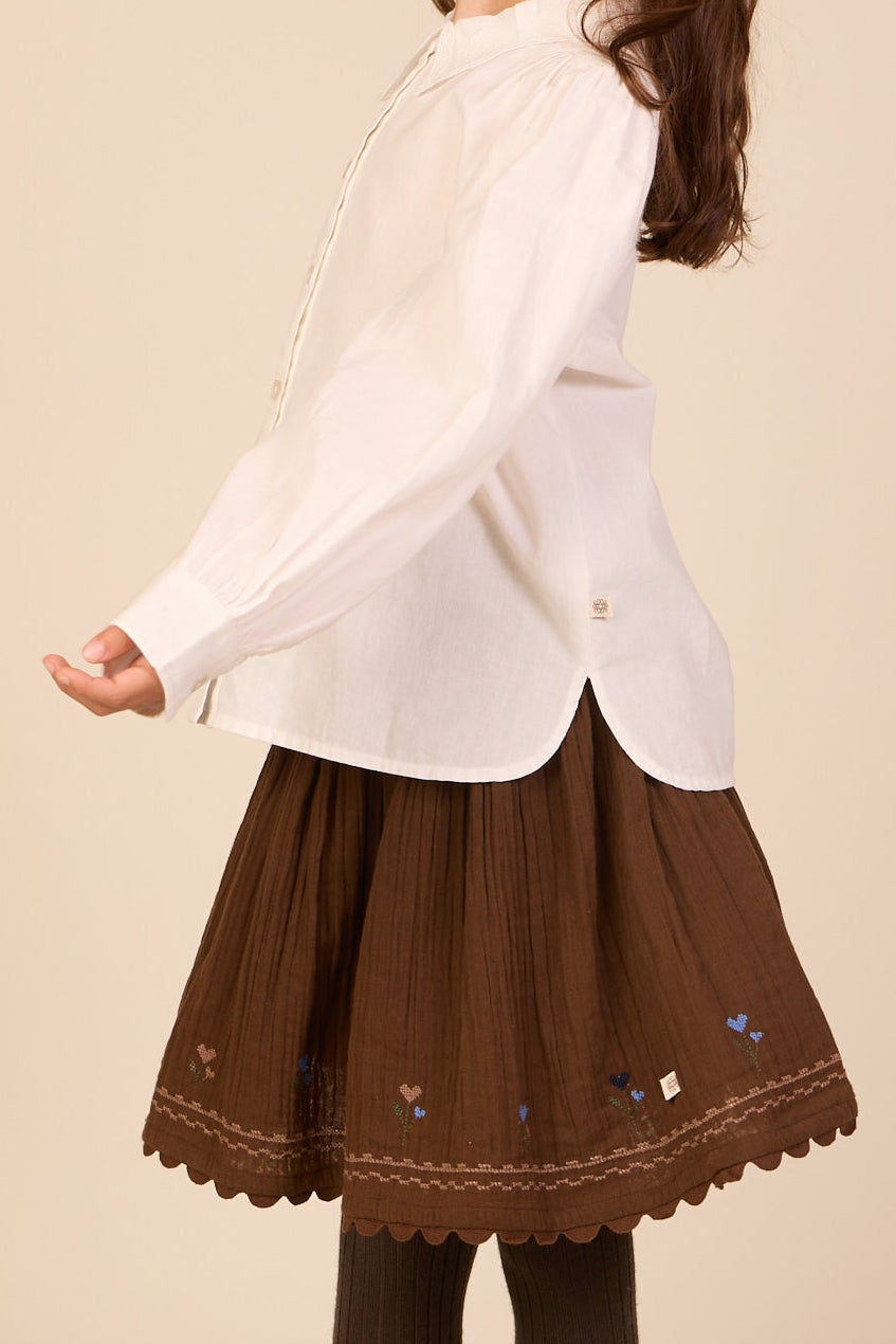 Bomuldsskjorte med blondekrave Kids - Offwhite | 101459 Holly