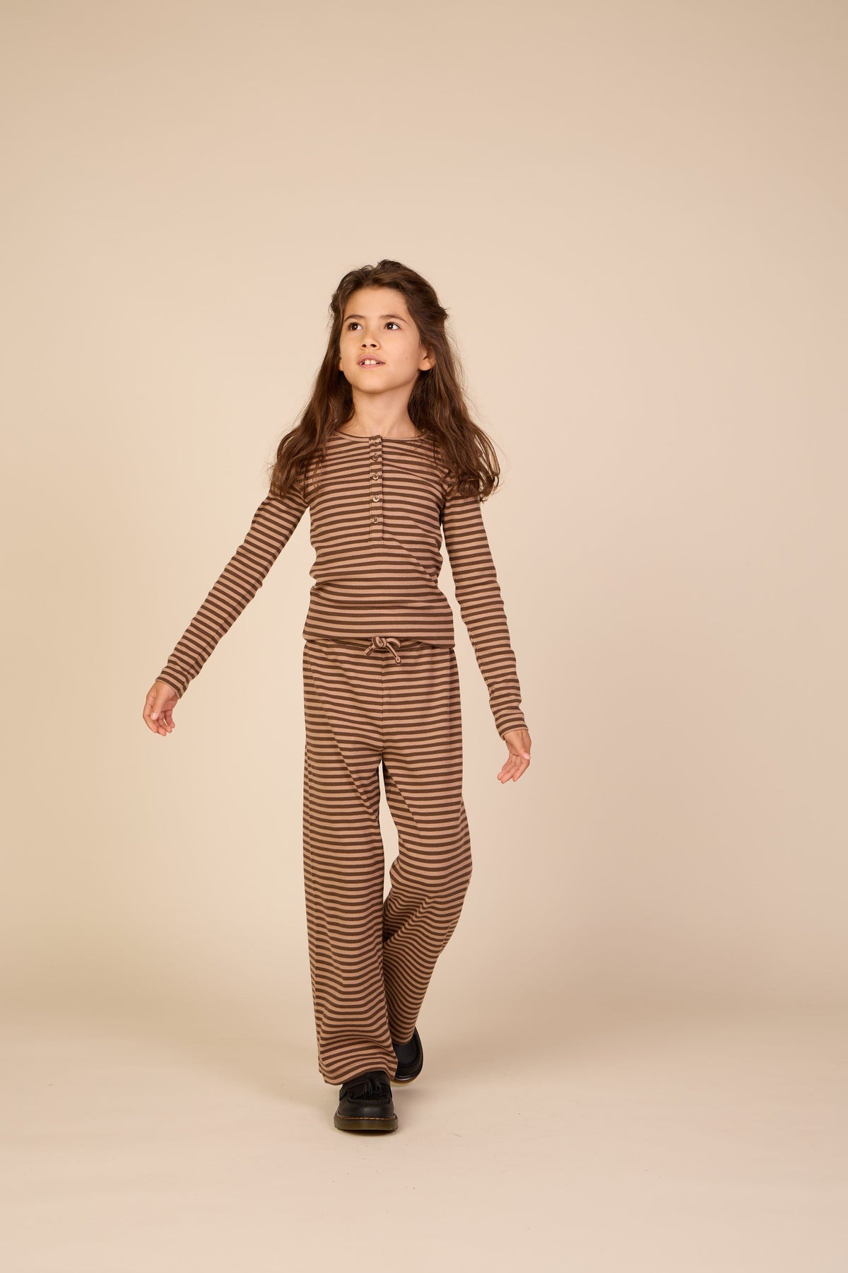 Stribede ribbukser med vide ben Tween - Brown/Light Brown | 101606 Gloria