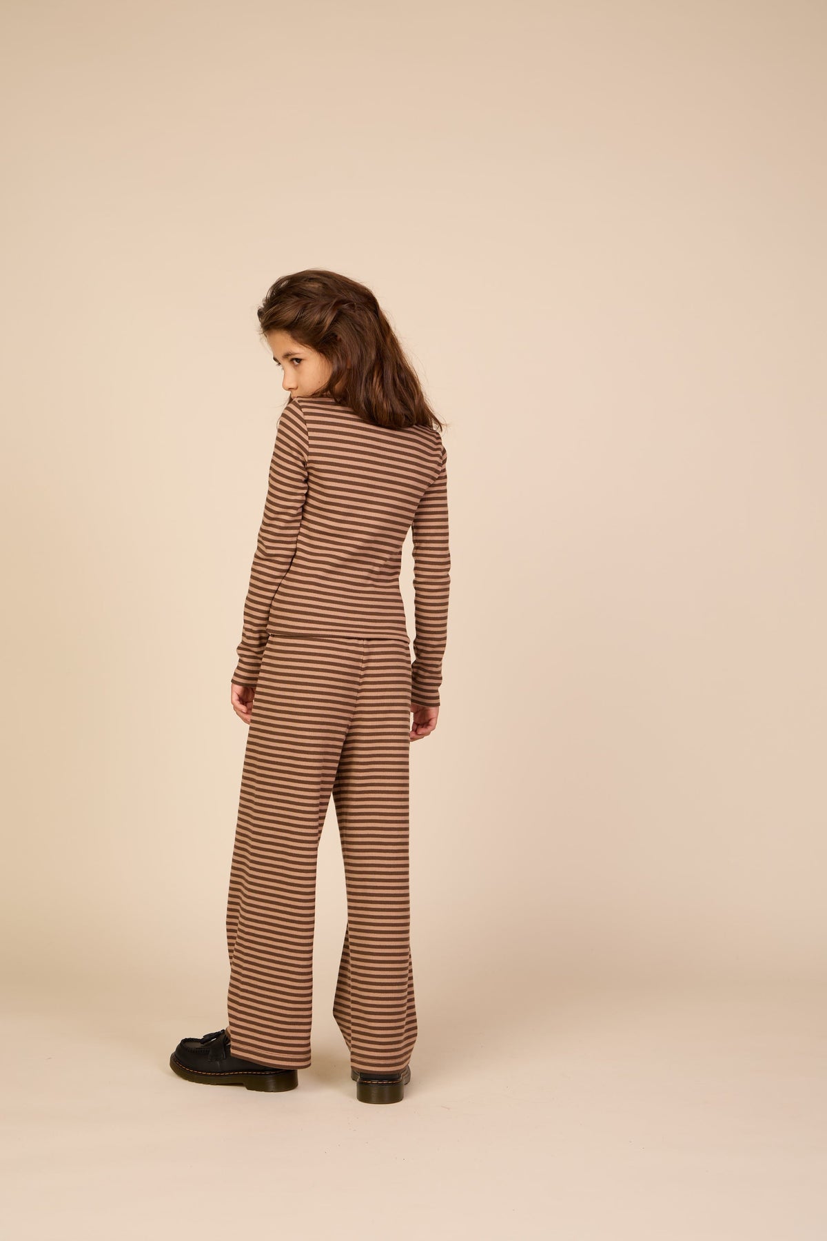 Stribede ribbukser med vide ben Tween - Brown/Light Brown | 101606 Gloria