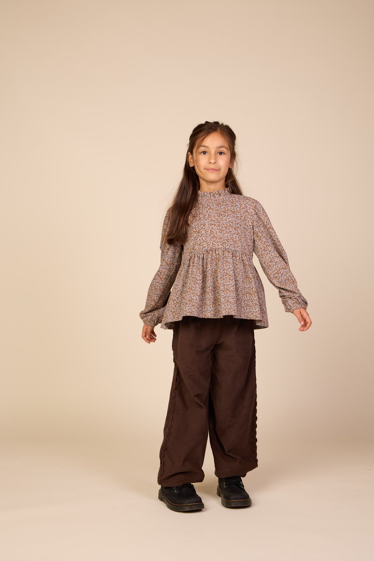 Fløjlsbukser med zig-zag bånd Tween - Dark Brown | 101482 Sille