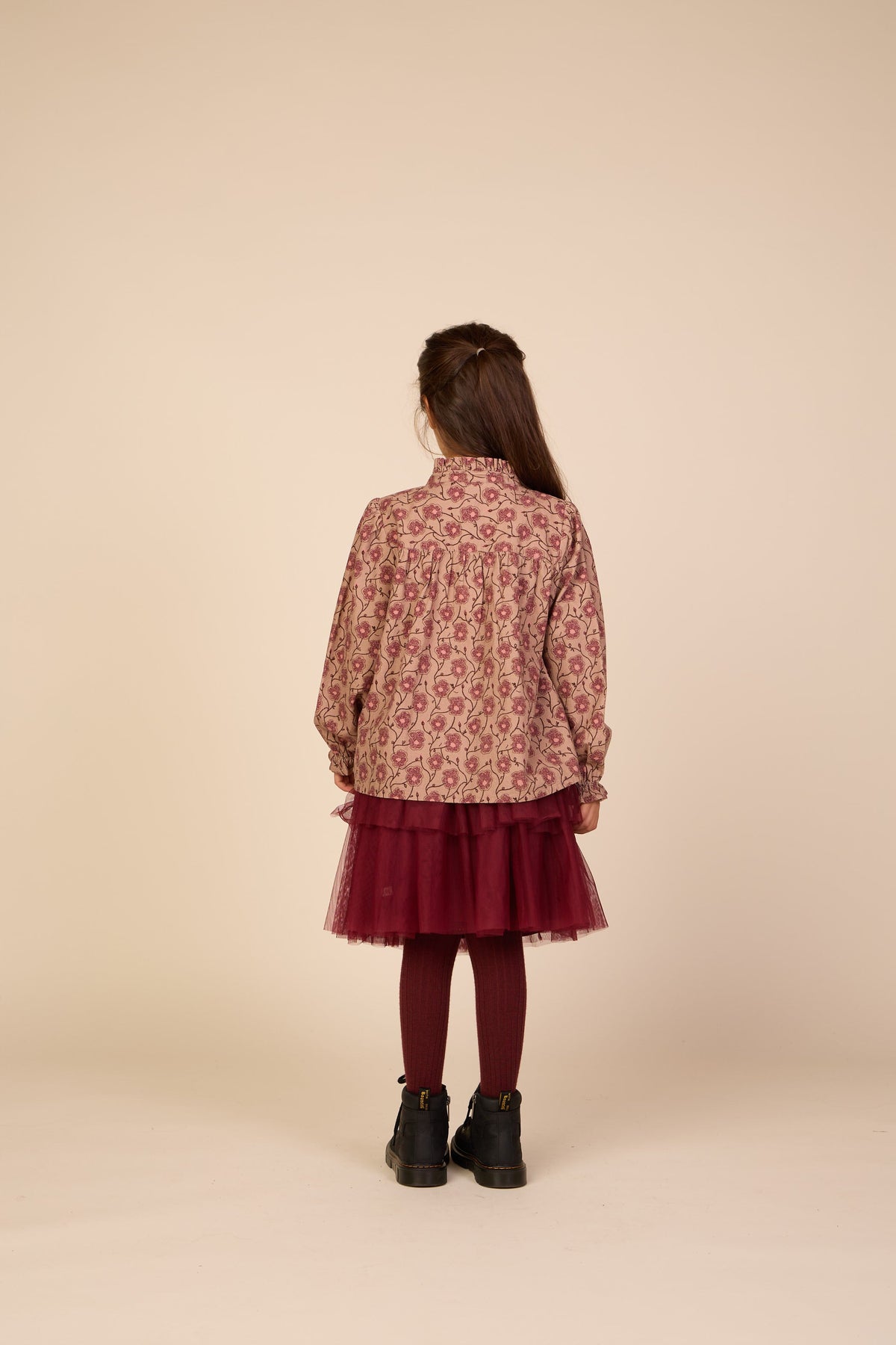 Blomstret bomuldsbluse med stolpelukning Tween - Rose/Bordeaux | 101434 Nova