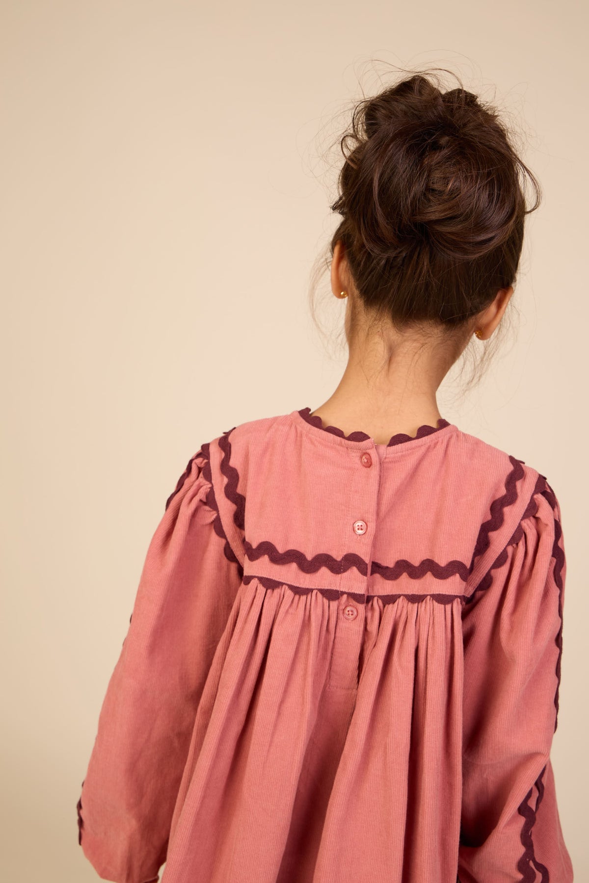 Fløjlskjole med zig-zag bånd Tween - Dusty Rose | 101476 Sille