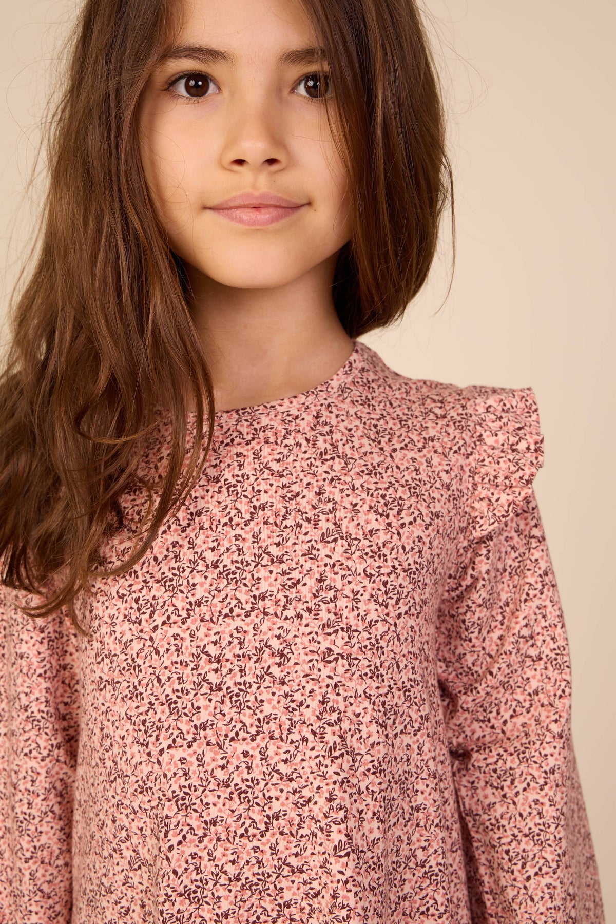 Småblomstret jerseykjole Tween - Rose/Bordeaux | 101556 Heidi