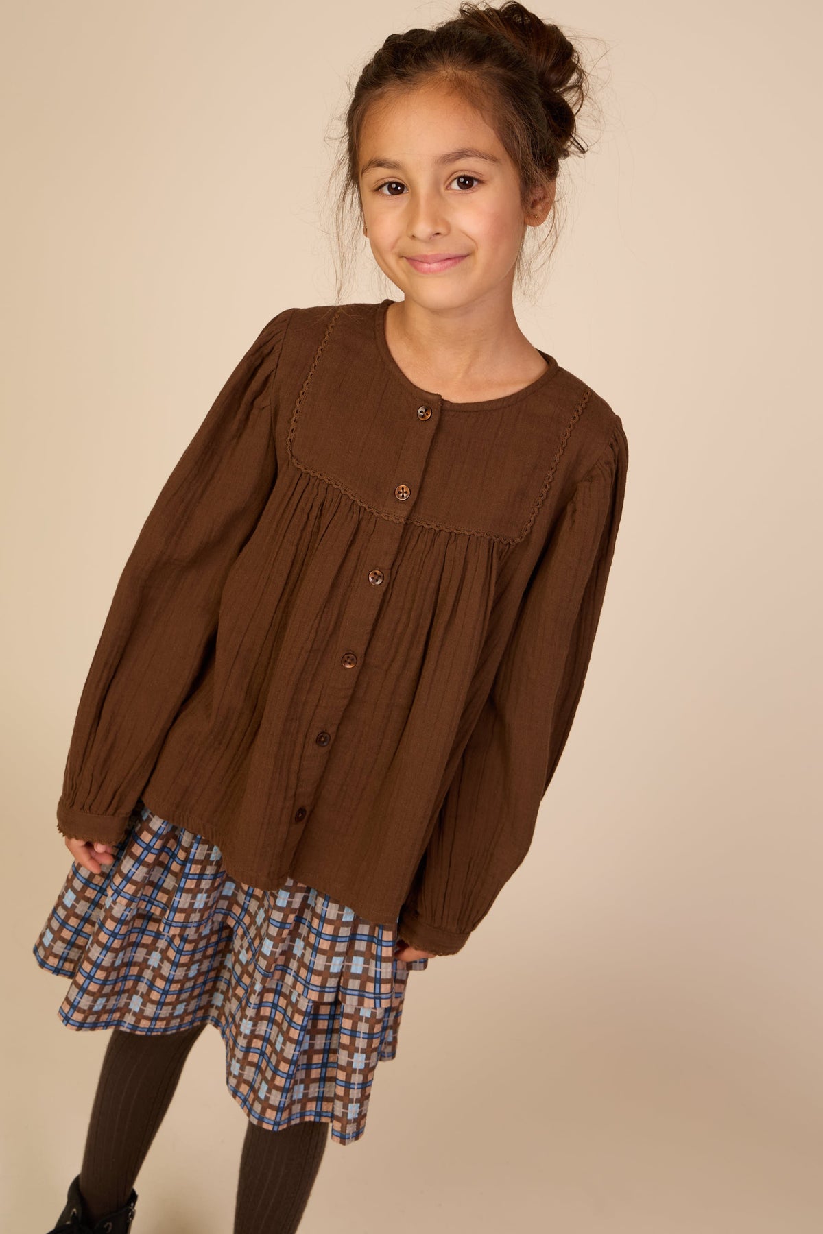 Bluse i musselin Tween - Brown | 101464 Celina
