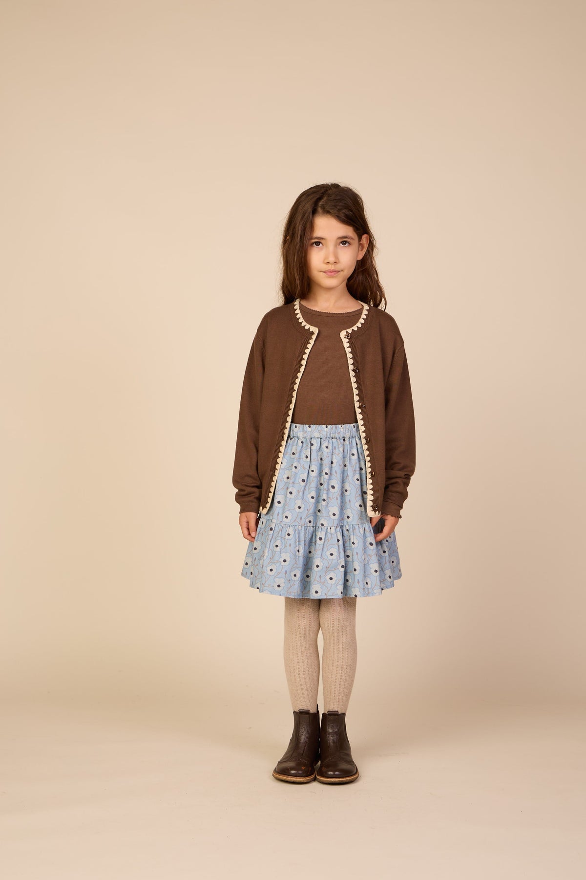 Blomstret bomuldsnederdel Tween - Blue/Brown | 101432 Nova