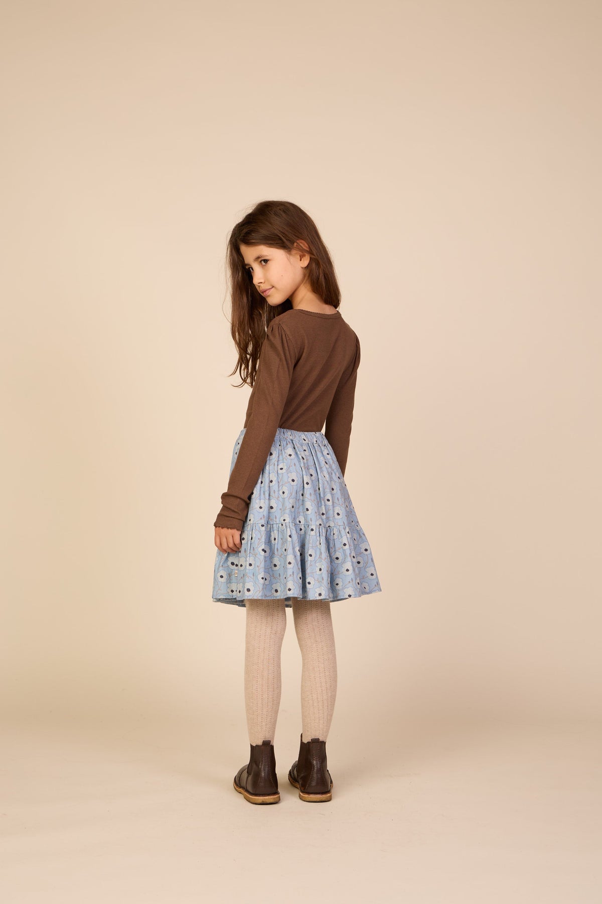 Blomstret bomuldsnederdel Tween - Blue/Brown | 101432 Nova