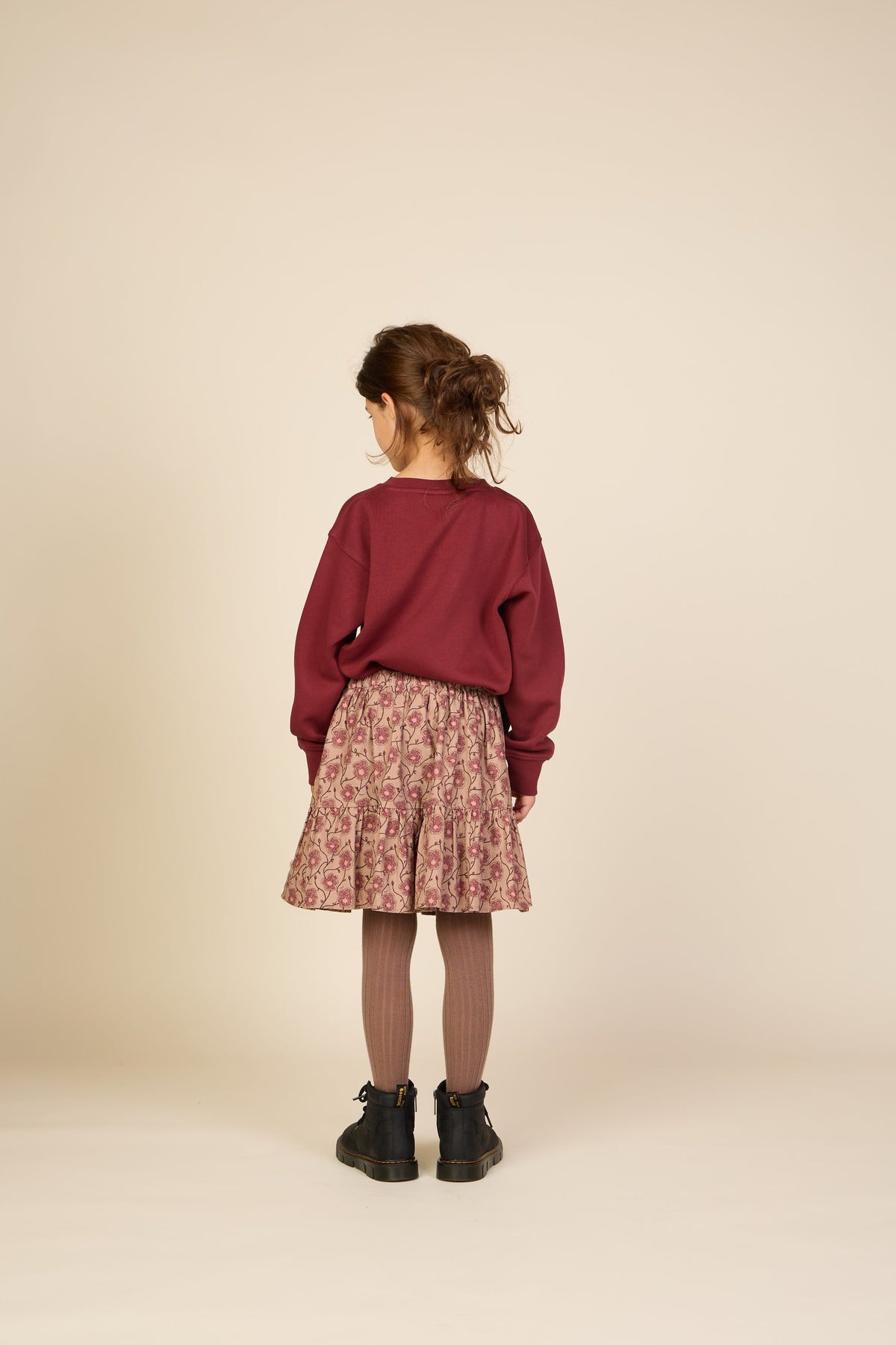 Blomstret bomuldsnederdel Tween - Rose/Bordeaux | 101430 Nova