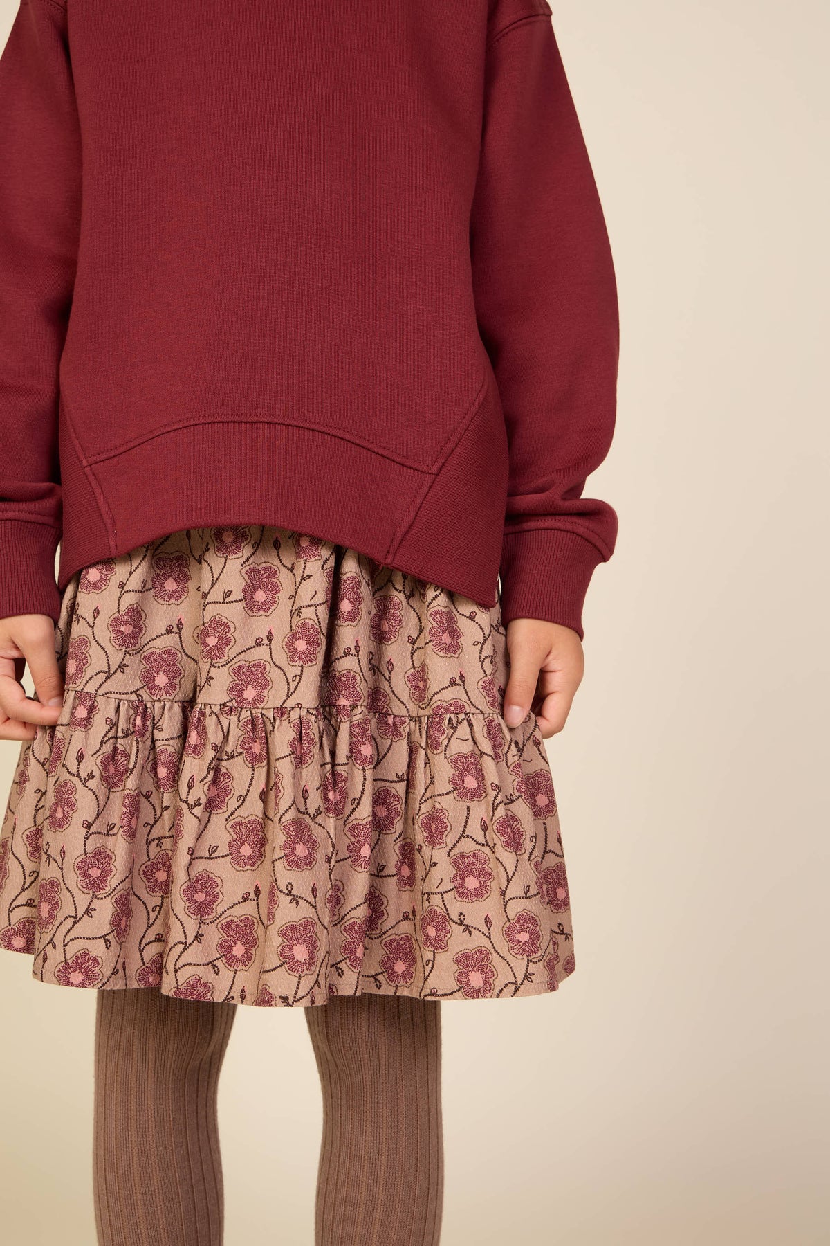 Blomstret bomuldsnederdel Tween - Rose/Bordeaux | 101430 Nova