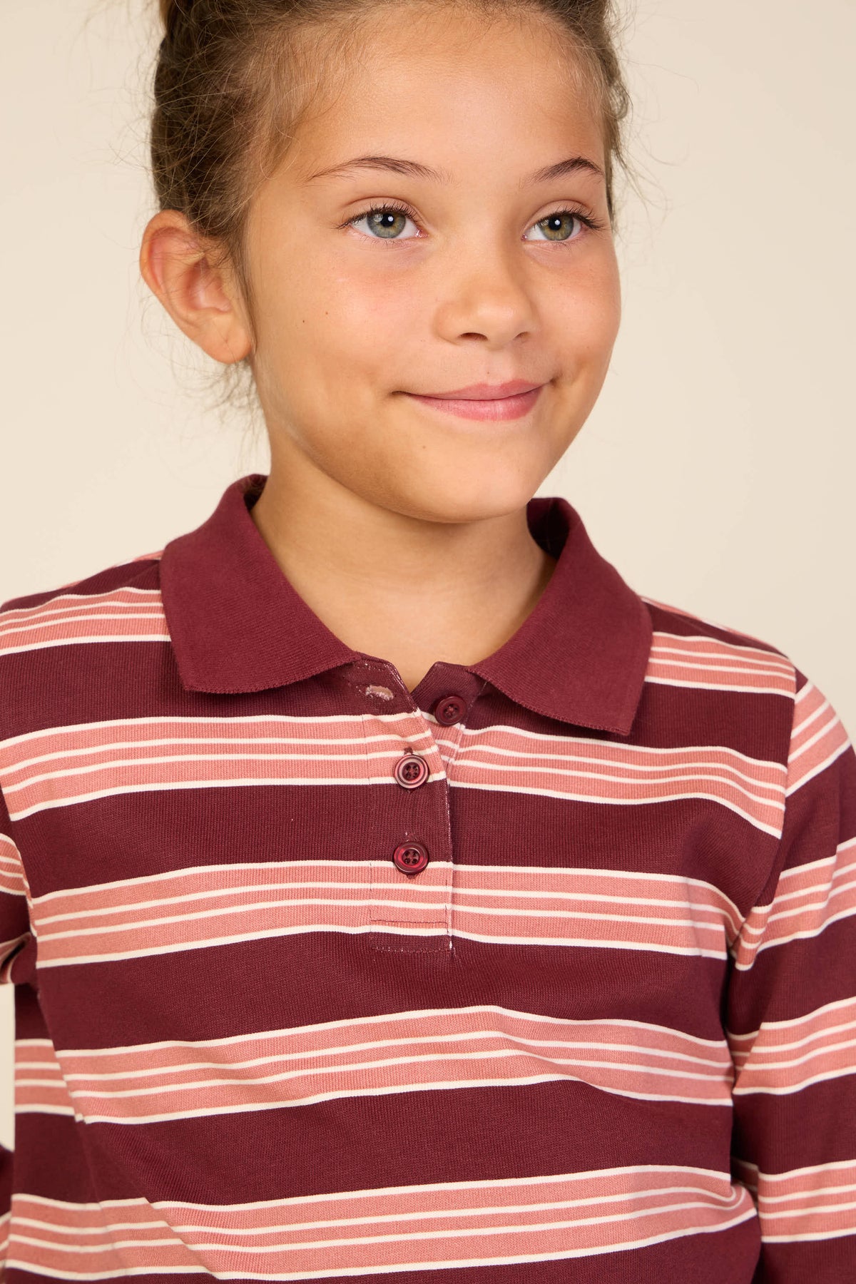 Stribet langærmet jerseypolo Tween - Bordeaux | 101698 Hope
