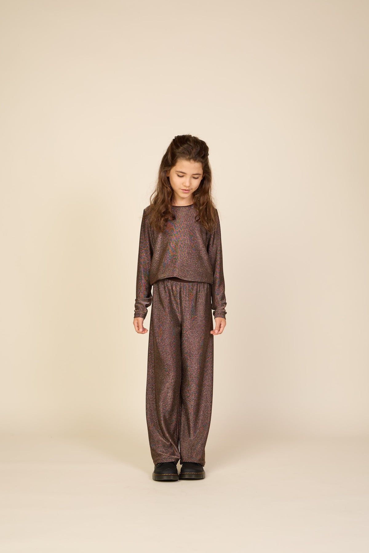 Langærmet T-shirt med lurex Tween - Dark Brown | 101664 Helen