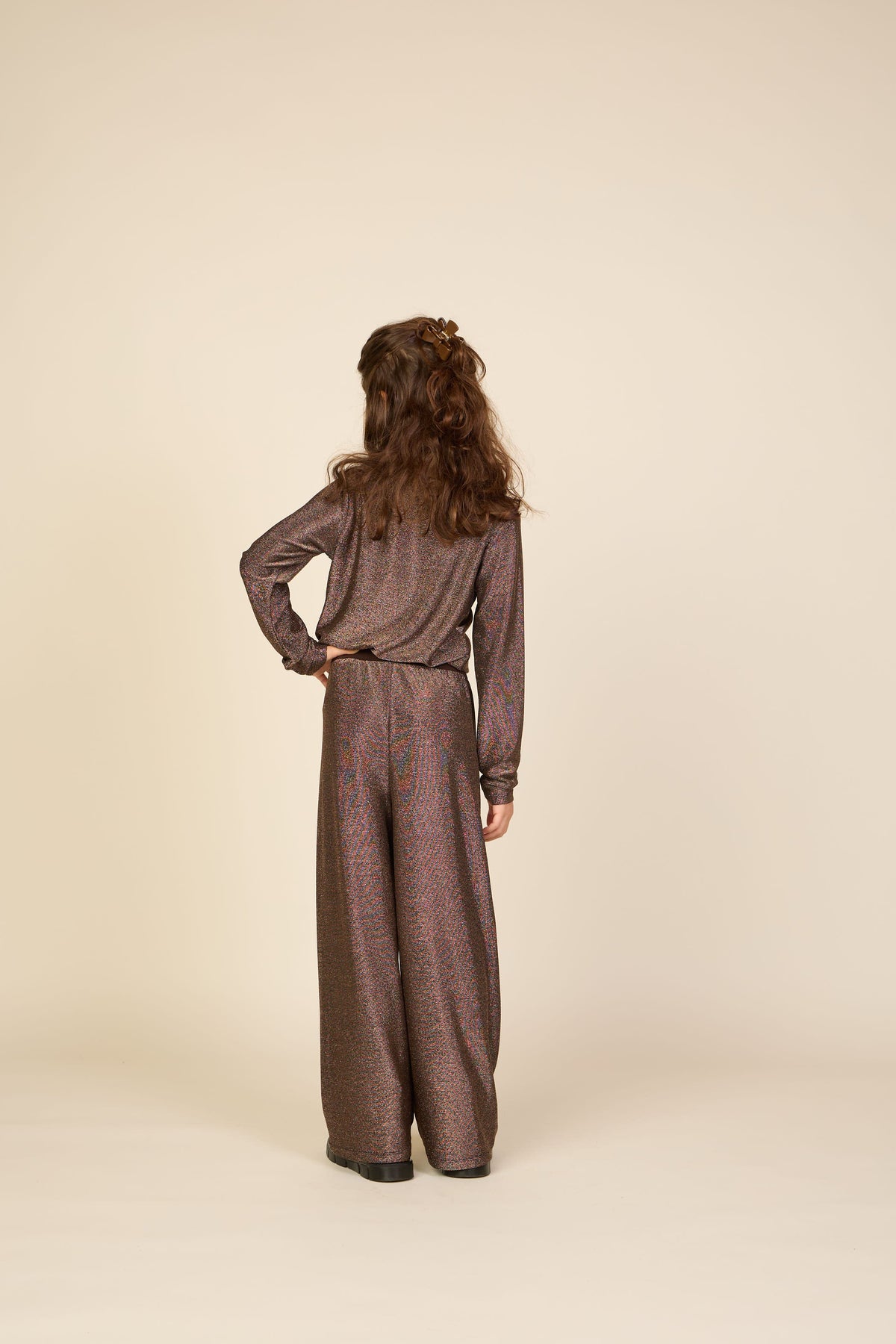 Langærmet T-shirt med lurex Tween - Dark Brown | 101664 Helen