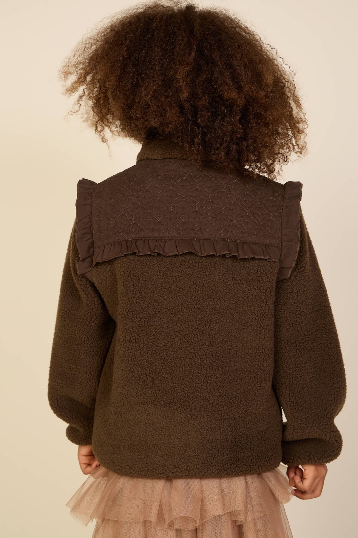 Teddyjakke med quiltet bærestykke Tween - Dark Brown | 101684 Hailey