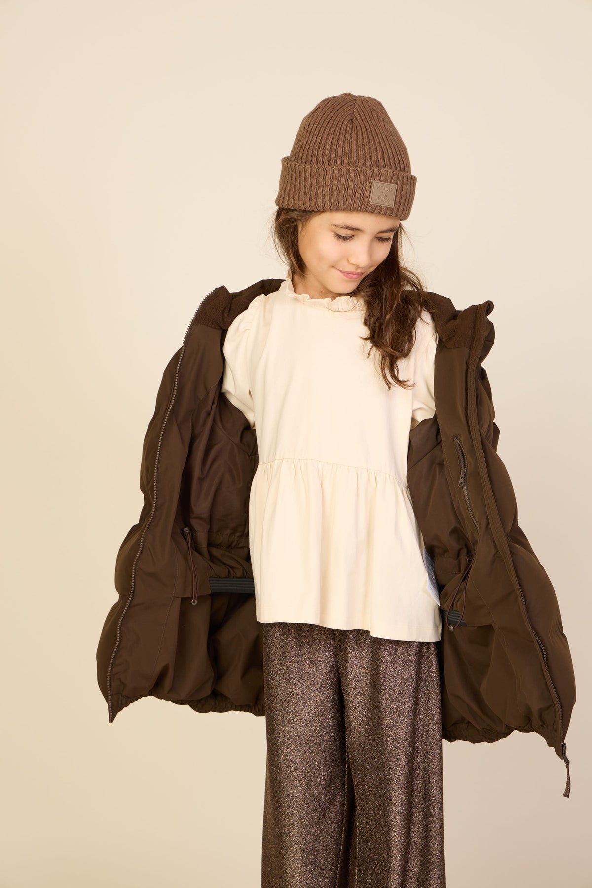 Ribstrikket bomuldshue - Kids - Brown | 101517 Todd