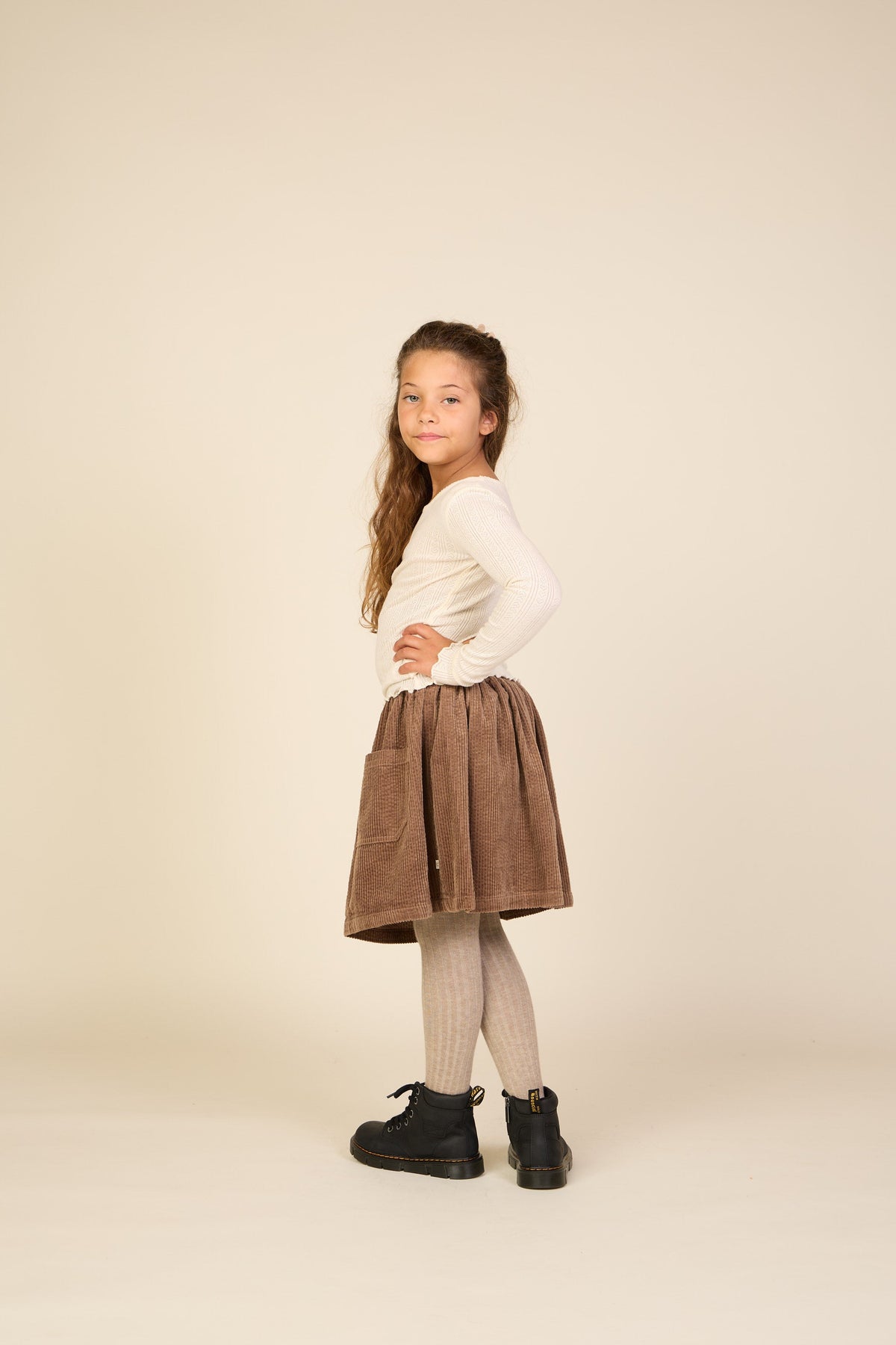 Langærmet pointelle T-shirt i bomuld og modal Tween - Offwhite | 101609 Ruby